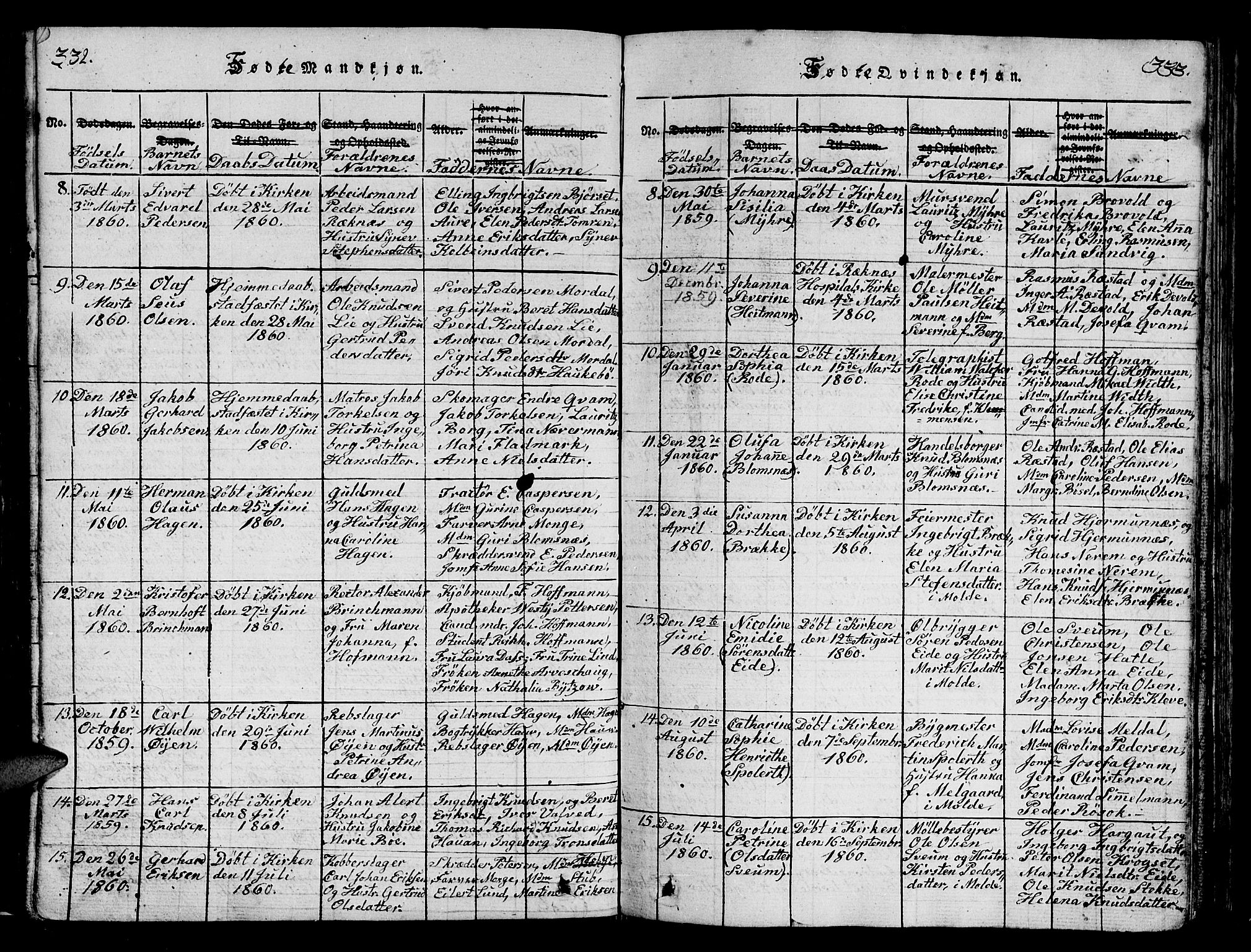 Ministerialprotokoller, klokkerbøker og fødselsregistre - Møre og Romsdal, SAT/A-1454/558/L0700: Parish register (copy) no. 558C01, 1818-1868, p. 332-333