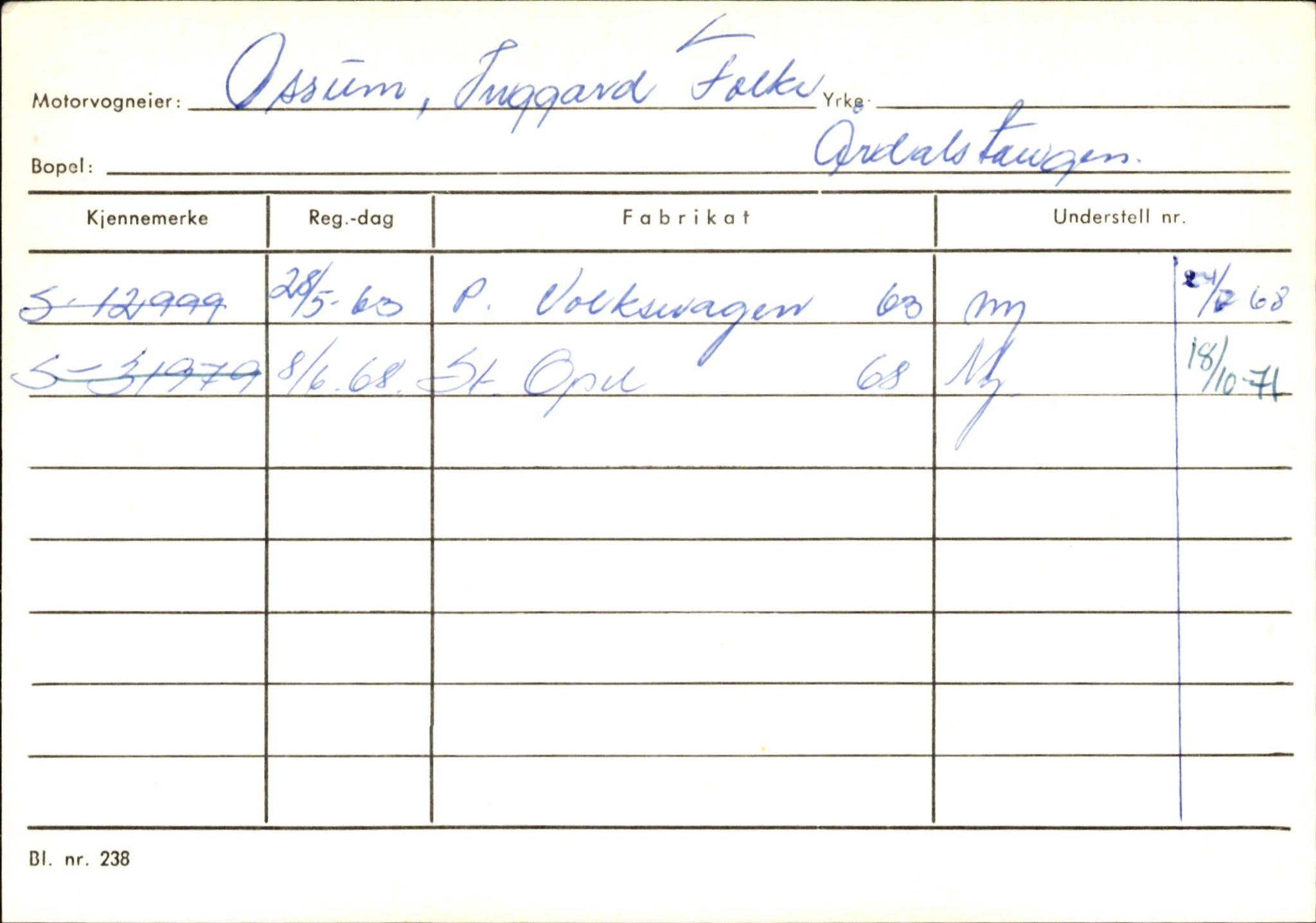 Statens vegvesen, Sogn og Fjordane vegkontor, AV/SAB-A-5301/4/F/L0145: Registerkort Vågsøy S-Å. Årdal I-P, 1945-1975, p. 2338