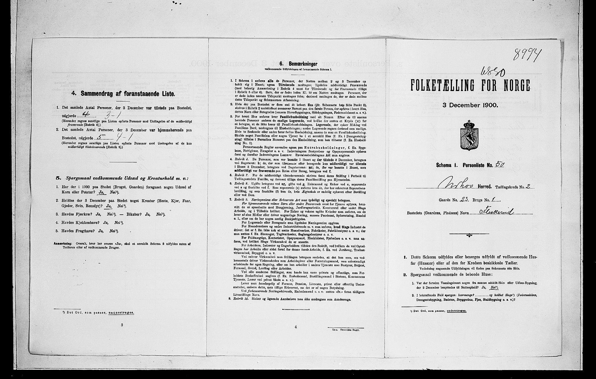 RA, 1900 census for Norderhov, 1900, p. 66