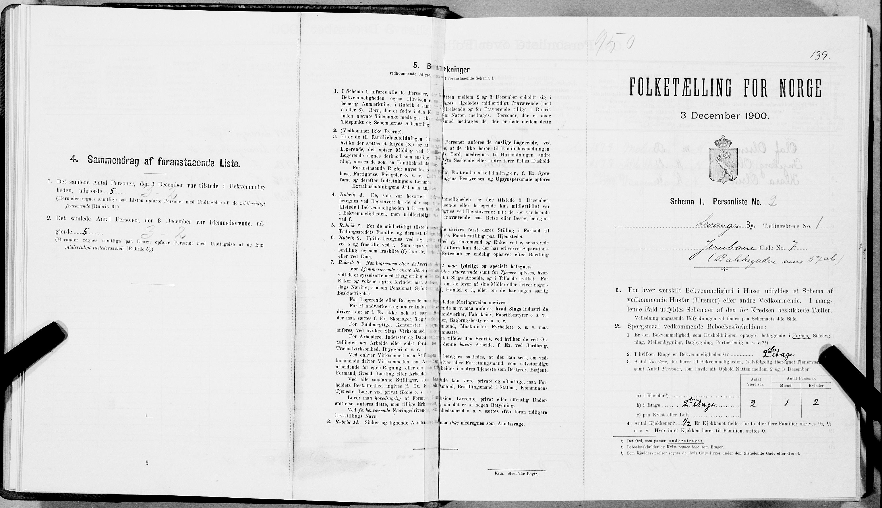SAT, 1900 census for Levanger, 1900, p. 148