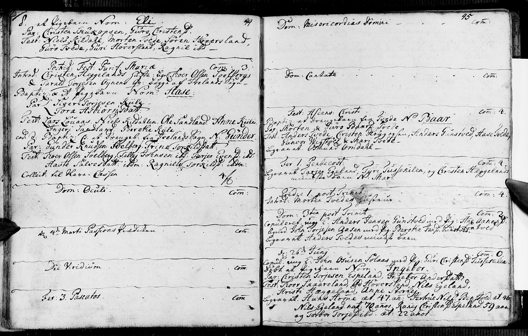 Vennesla sokneprestkontor, SAK/1111-0045/Fa/Faa/L0001: Parish register (official) no. A 1, 1753-1785, p. 44-45