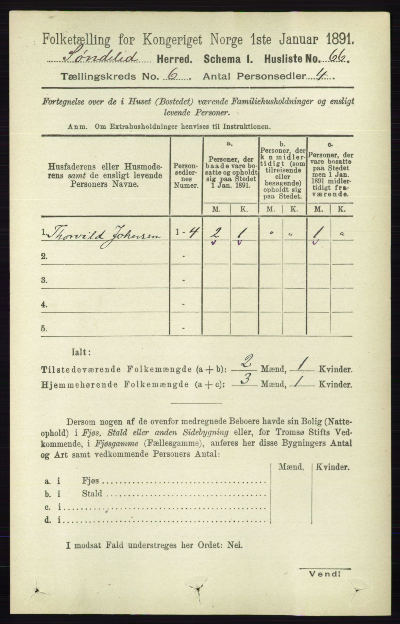 RA, 1891 census for 0913 Søndeled, 1891, p. 1807