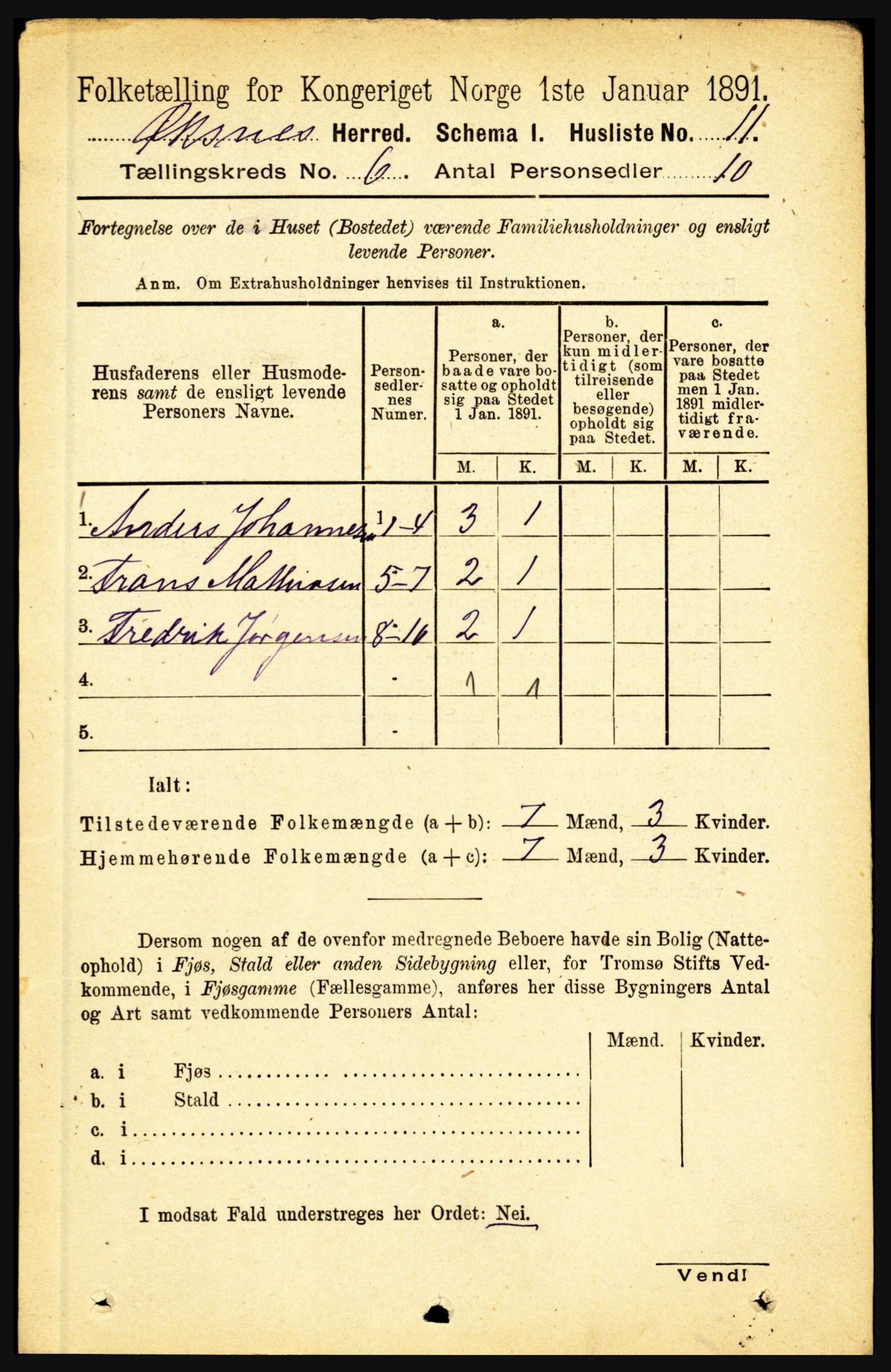 RA, 1891 census for 1868 Øksnes, 1891, p. 2516