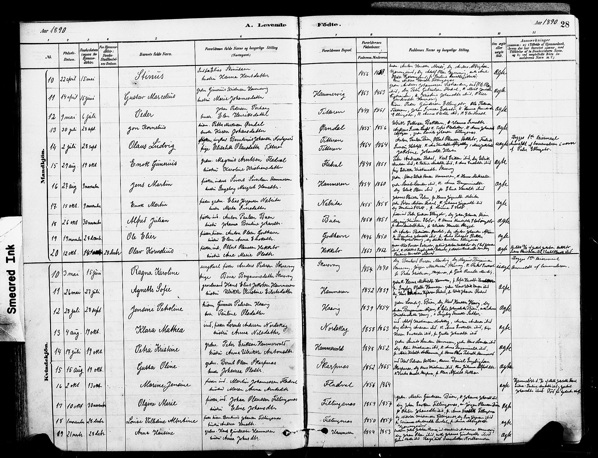 Ministerialprotokoller, klokkerbøker og fødselsregistre - Sør-Trøndelag, SAT/A-1456/641/L0595: Parish register (official) no. 641A01, 1882-1897, p. 28
