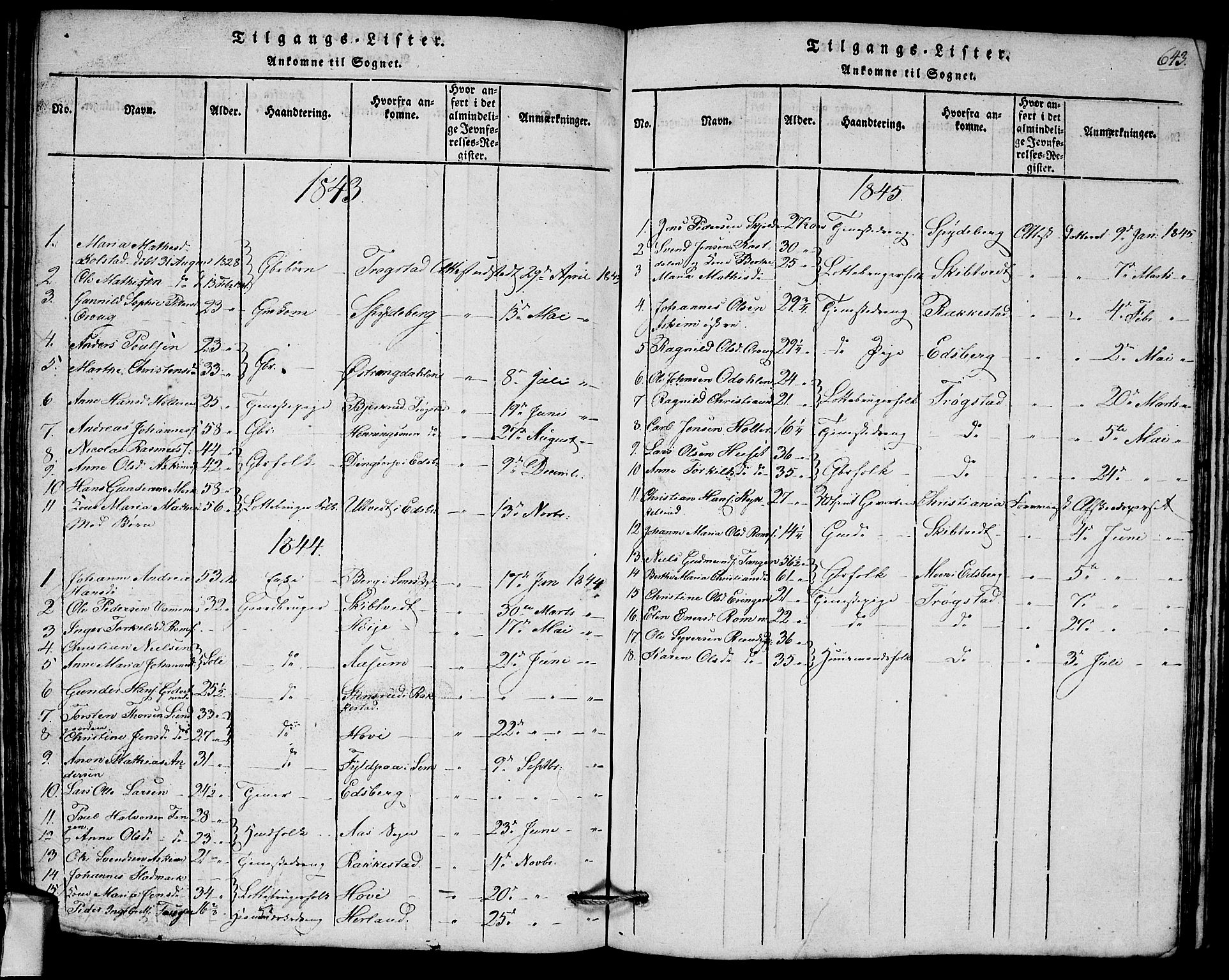 Askim prestekontor Kirkebøker, AV/SAO-A-10900/G/Ga/L0001: Parish register (copy) no. 1, 1817-1846, p. 642-643