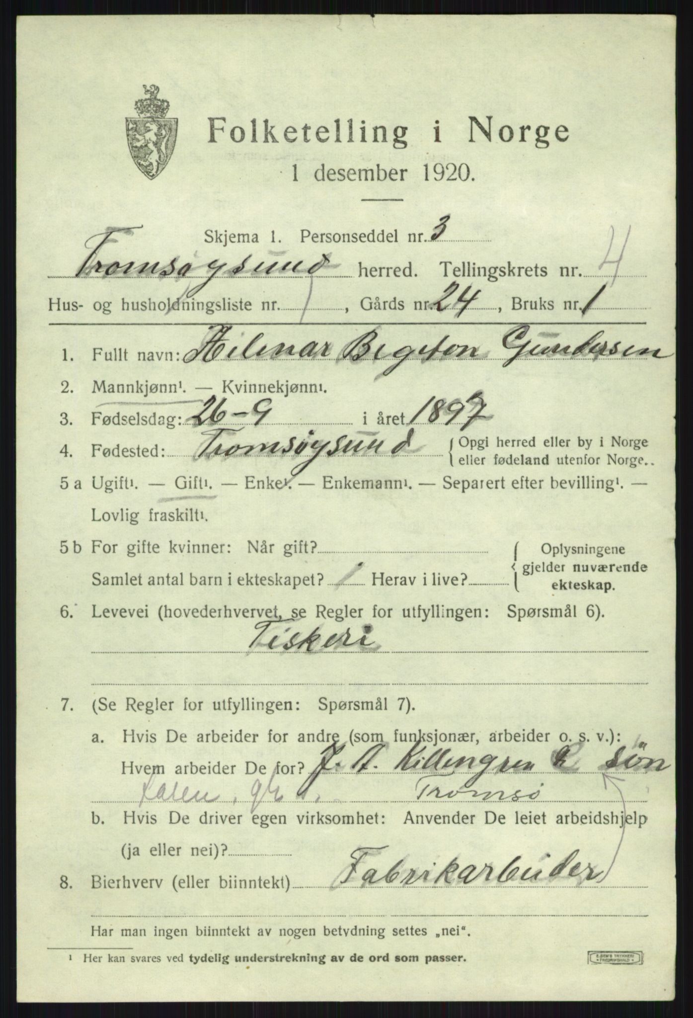 SATØ, 1920 census for Tromsøysund, 1920, p. 3202