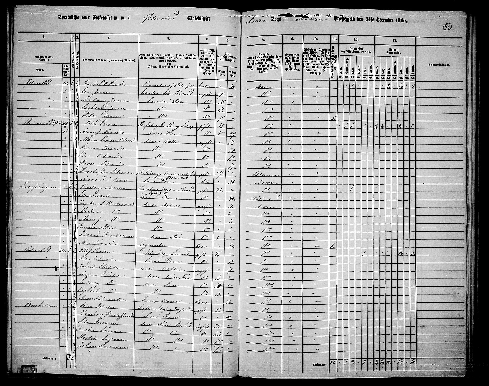 RA, 1865 census for Asker, 1865, p. 94