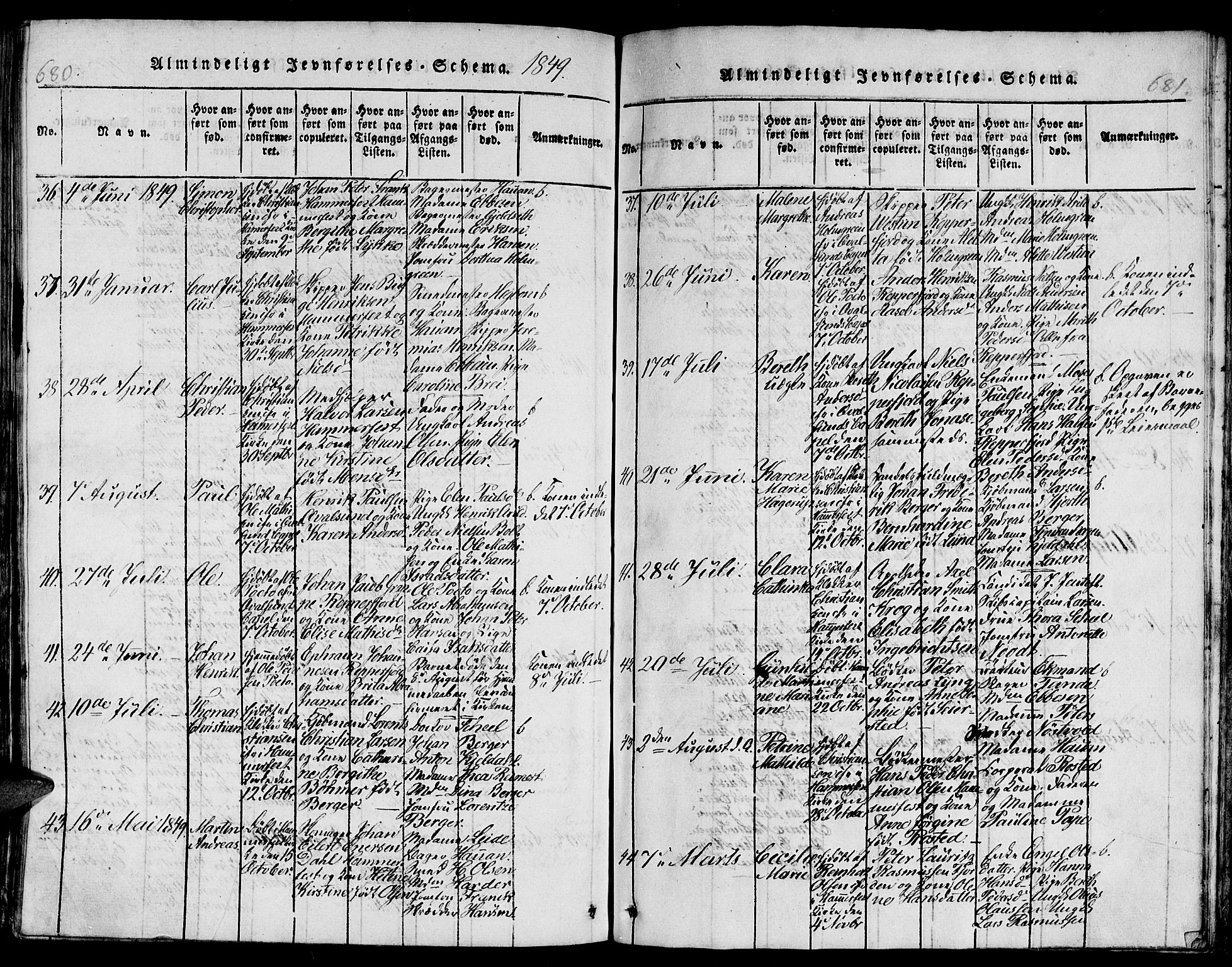 Hammerfest sokneprestkontor, AV/SATØ-S-1347/H/Hb/L0001.klokk: Parish register (copy) no. 1, 1822-1850, p. 680-681