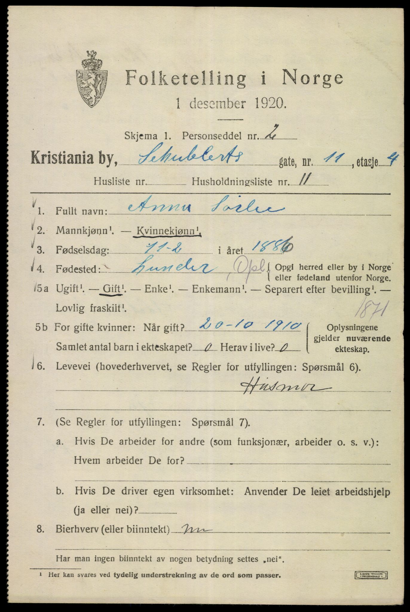 SAO, 1920 census for Kristiania, 1920, p. 505477