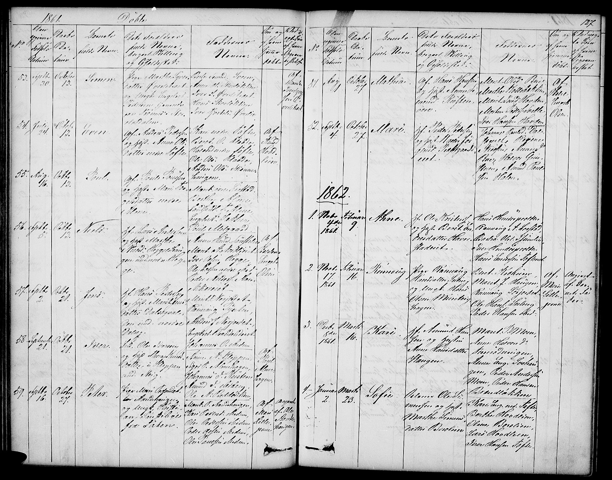 Sør-Fron prestekontor, SAH/PREST-010/H/Ha/Hab/L0001: Parish register (copy) no. 1, 1844-1863, p. 127