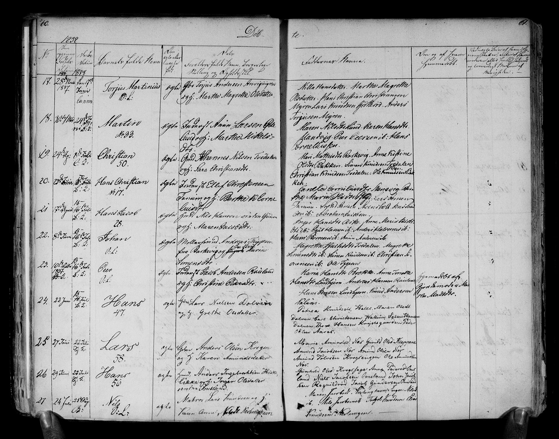 Brunlanes kirkebøker, AV/SAKO-A-342/F/Fa/L0003: Parish register (official) no. I 3, 1834-1845, p. 60-61