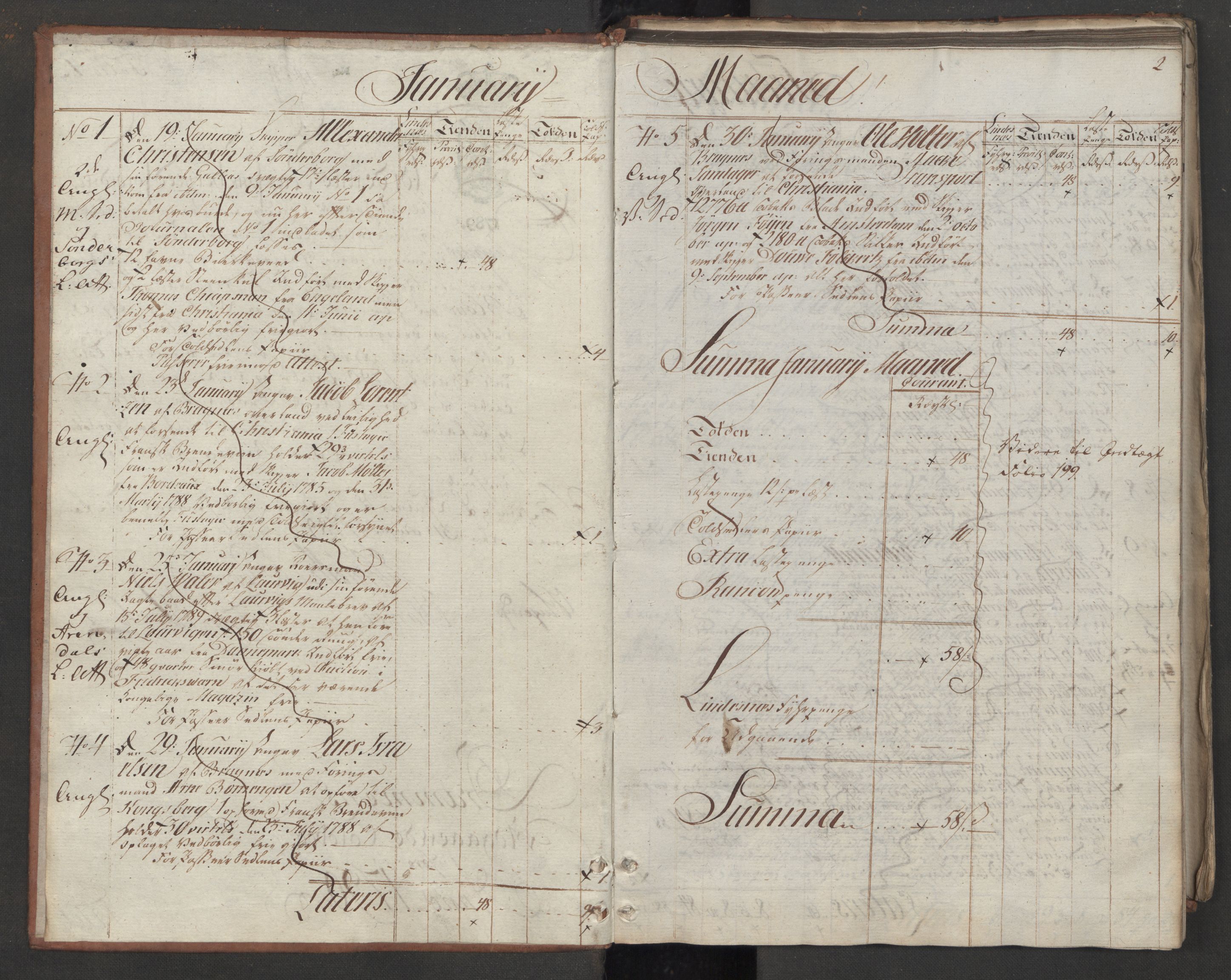 Generaltollkammeret, tollregnskaper, RA/EA-5490/R08/L0159/0001: Tollregnskaper Drammen / Utgående tollbok, 1790, p. 1b-2a