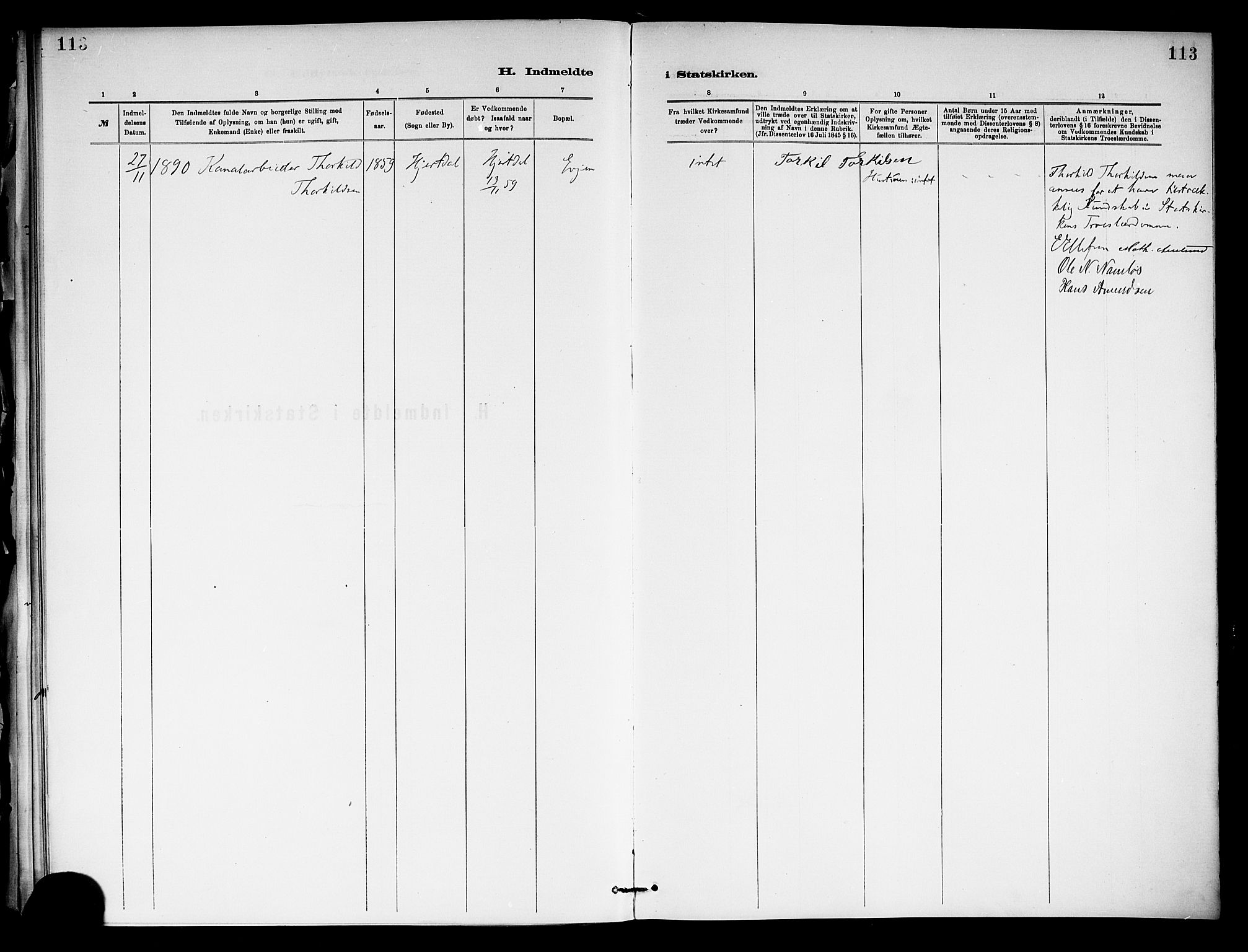 Holla kirkebøker, SAKO/A-272/F/Fa/L0009: Parish register (official) no. 9, 1881-1897, p. 113