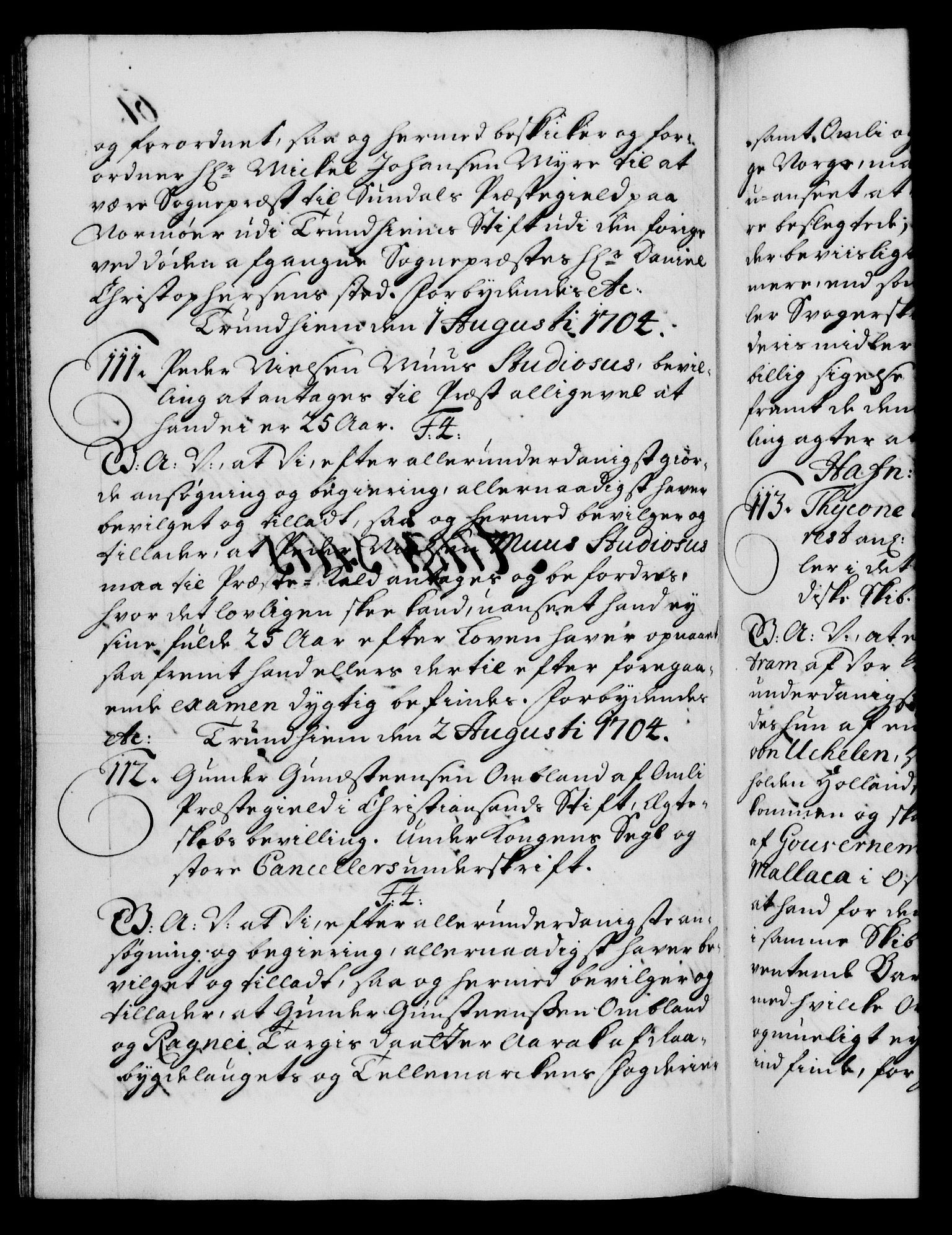 Danske Kanselli 1572-1799, RA/EA-3023/F/Fc/Fca/Fcaa/L0019: Norske registre, 1704-1707, p. 61b