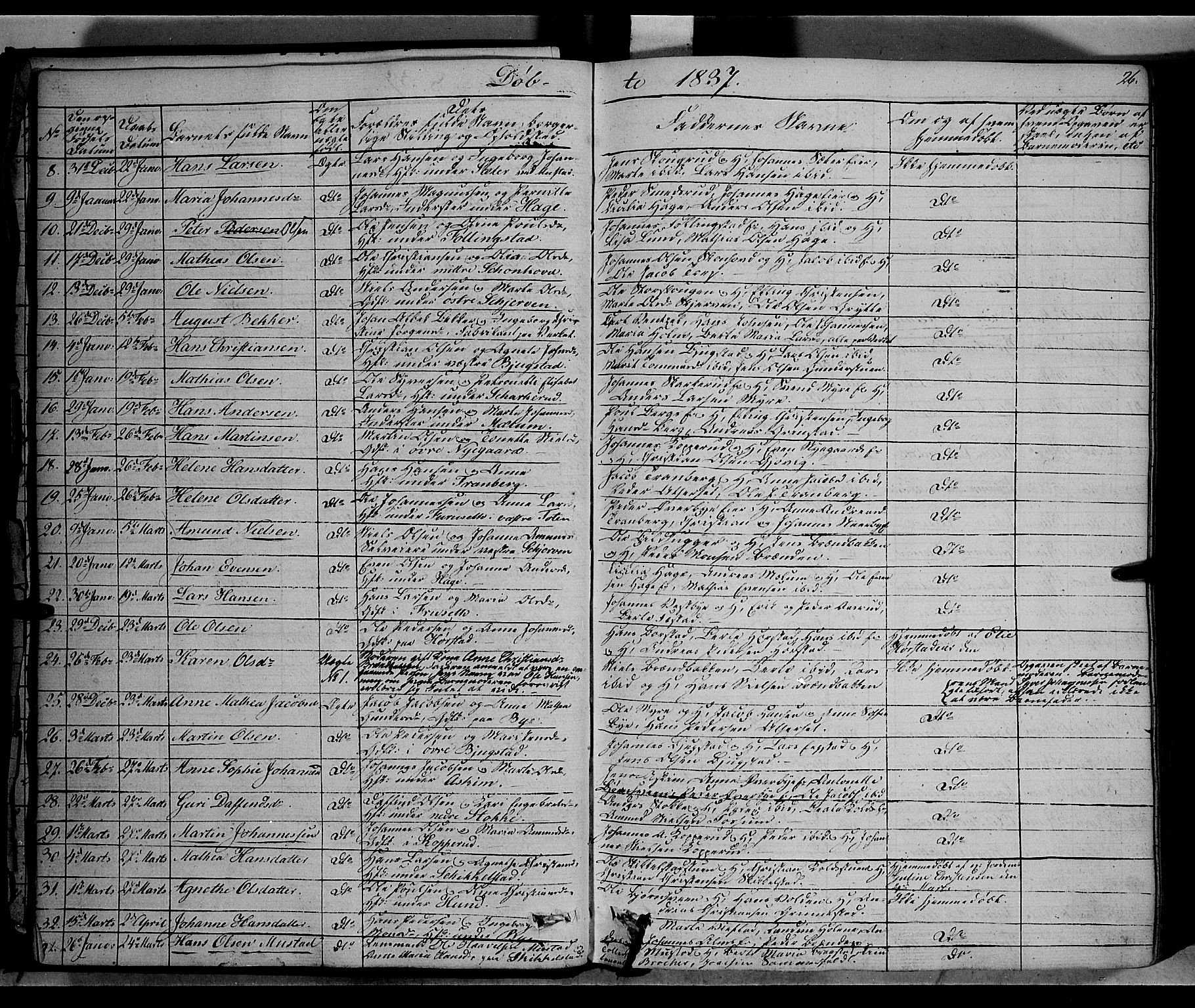 Vardal prestekontor, SAH/PREST-100/H/Ha/Haa/L0005: Parish register (official) no. 5, 1831-1853, p. 26