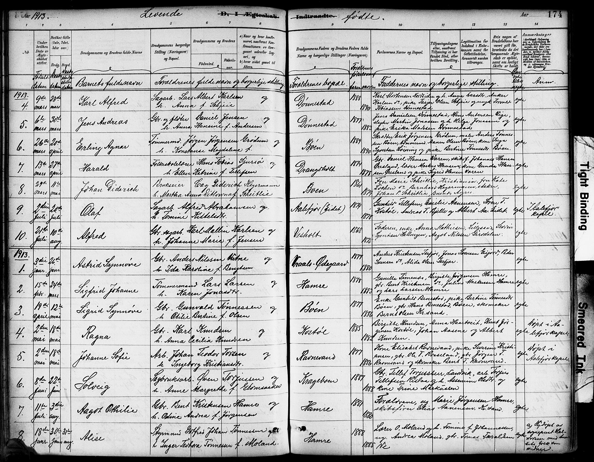 Tveit sokneprestkontor, AV/SAK-1111-0043/F/Fb/L0004: Parish register (copy) no. B 4, 1887-1914, p. 174