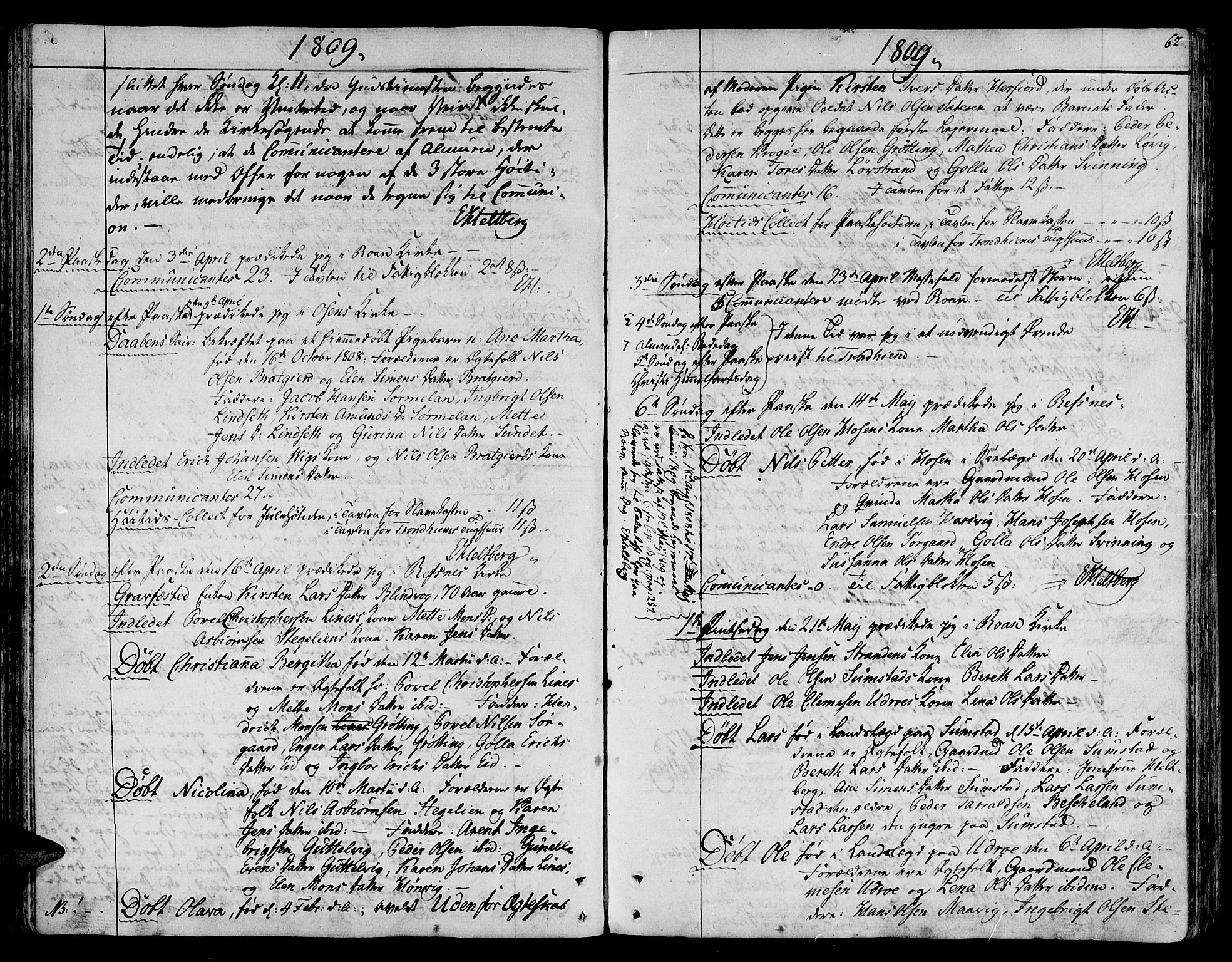 Ministerialprotokoller, klokkerbøker og fødselsregistre - Sør-Trøndelag, SAT/A-1456/657/L0701: Parish register (official) no. 657A02, 1802-1831, p. 62