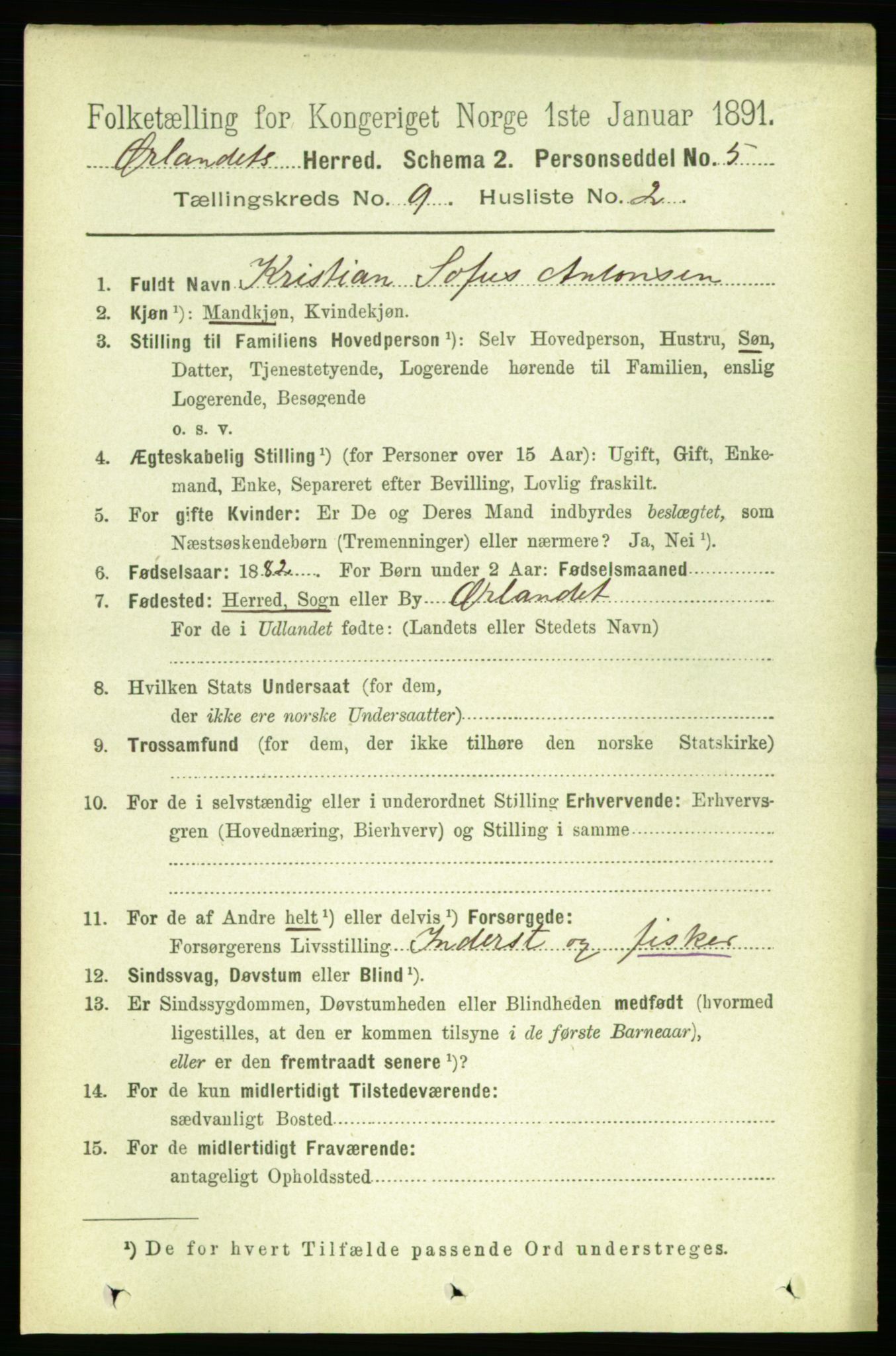 RA, 1891 census for 1621 Ørland, 1891, p. 3807