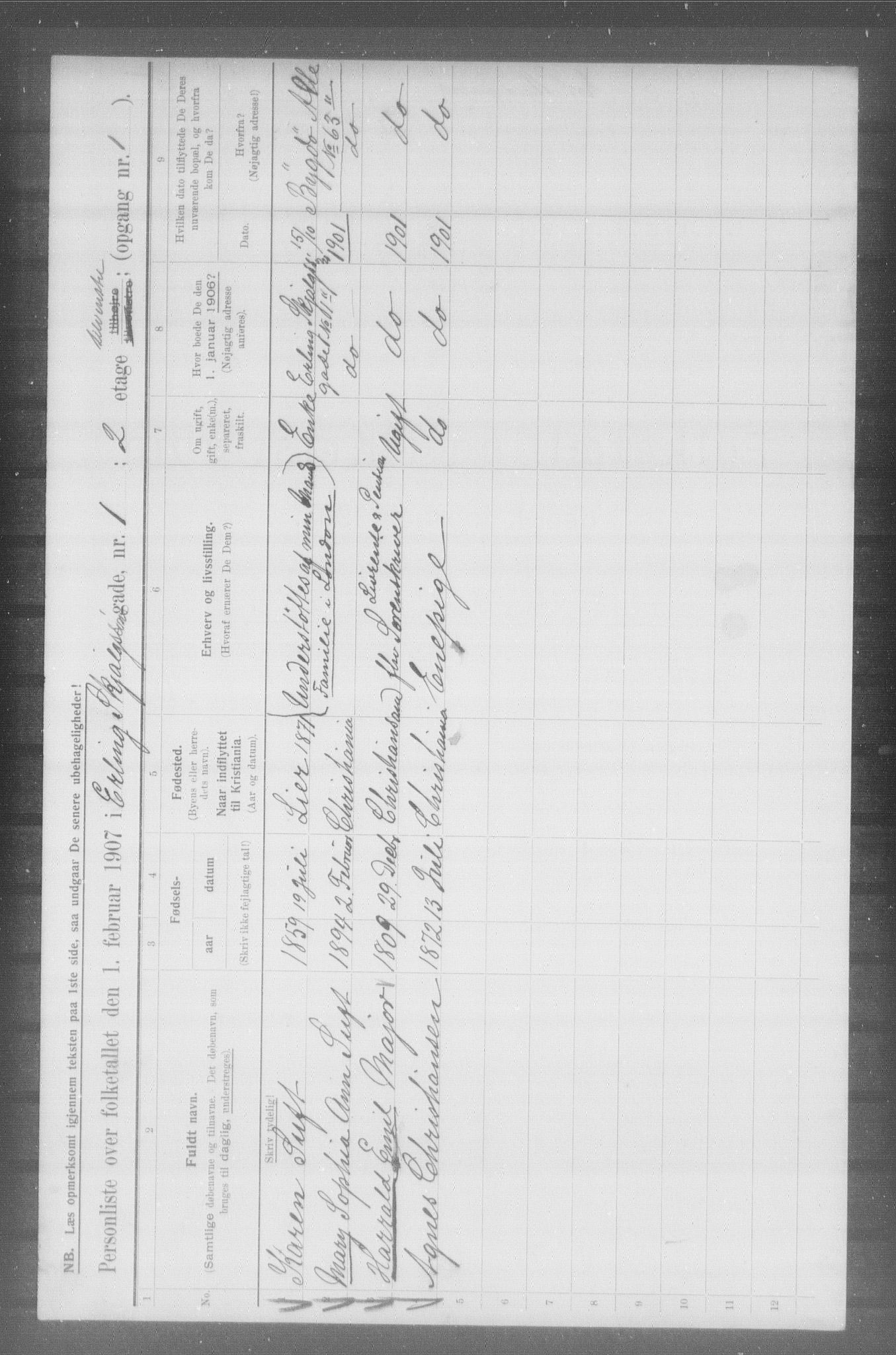 OBA, Municipal Census 1907 for Kristiania, 1907, p. 11123