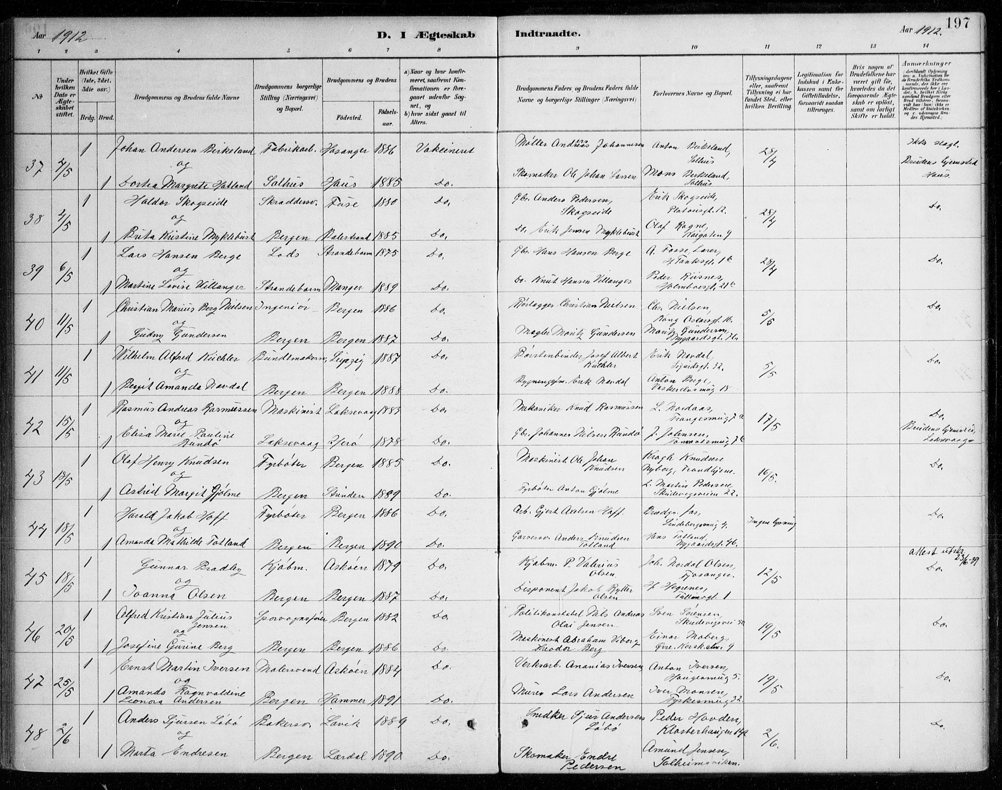Johanneskirken sokneprestembete, SAB/A-76001/H/Haa/L0012: Parish register (official) no. D 1, 1885-1912, p. 197