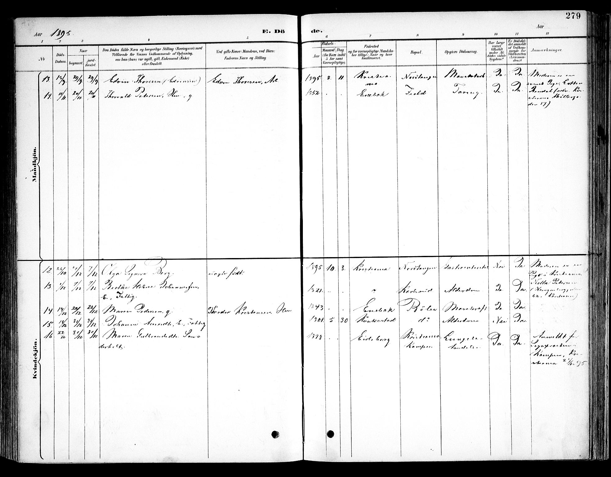 Kråkstad prestekontor Kirkebøker, AV/SAO-A-10125a/F/Fb/L0002: Parish register (official) no. II 2, 1893-1917, p. 279