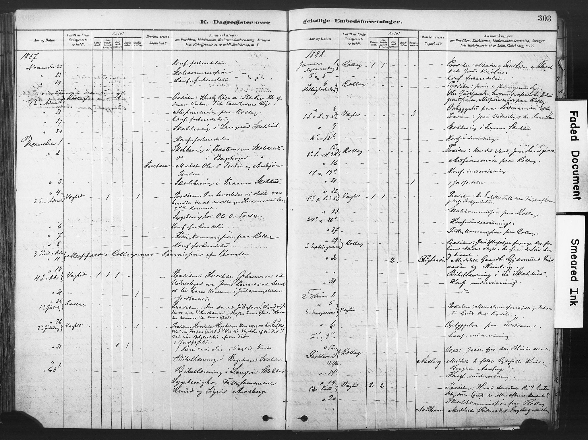 Rollag kirkebøker, SAKO/A-240/F/Fa/L0011: Parish register (official) no. I 11, 1878-1902, p. 303
