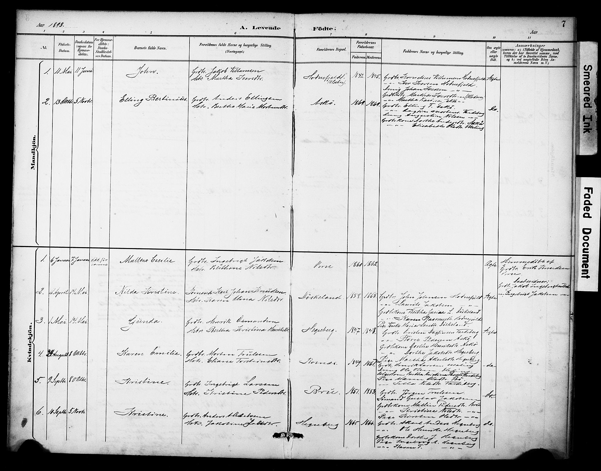 Rennesøy sokneprestkontor, AV/SAST-A -101827/H/Ha/Haa/L0015: Parish register (official) no. A 15, 1891-1908, p. 7