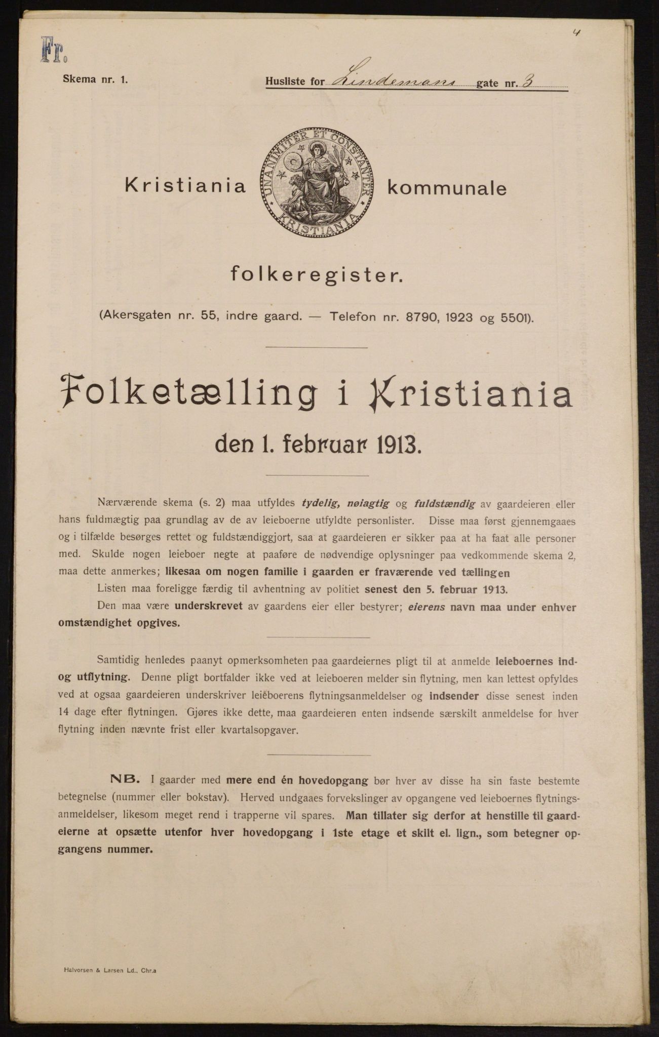 OBA, Municipal Census 1913 for Kristiania, 1913, p. 57397