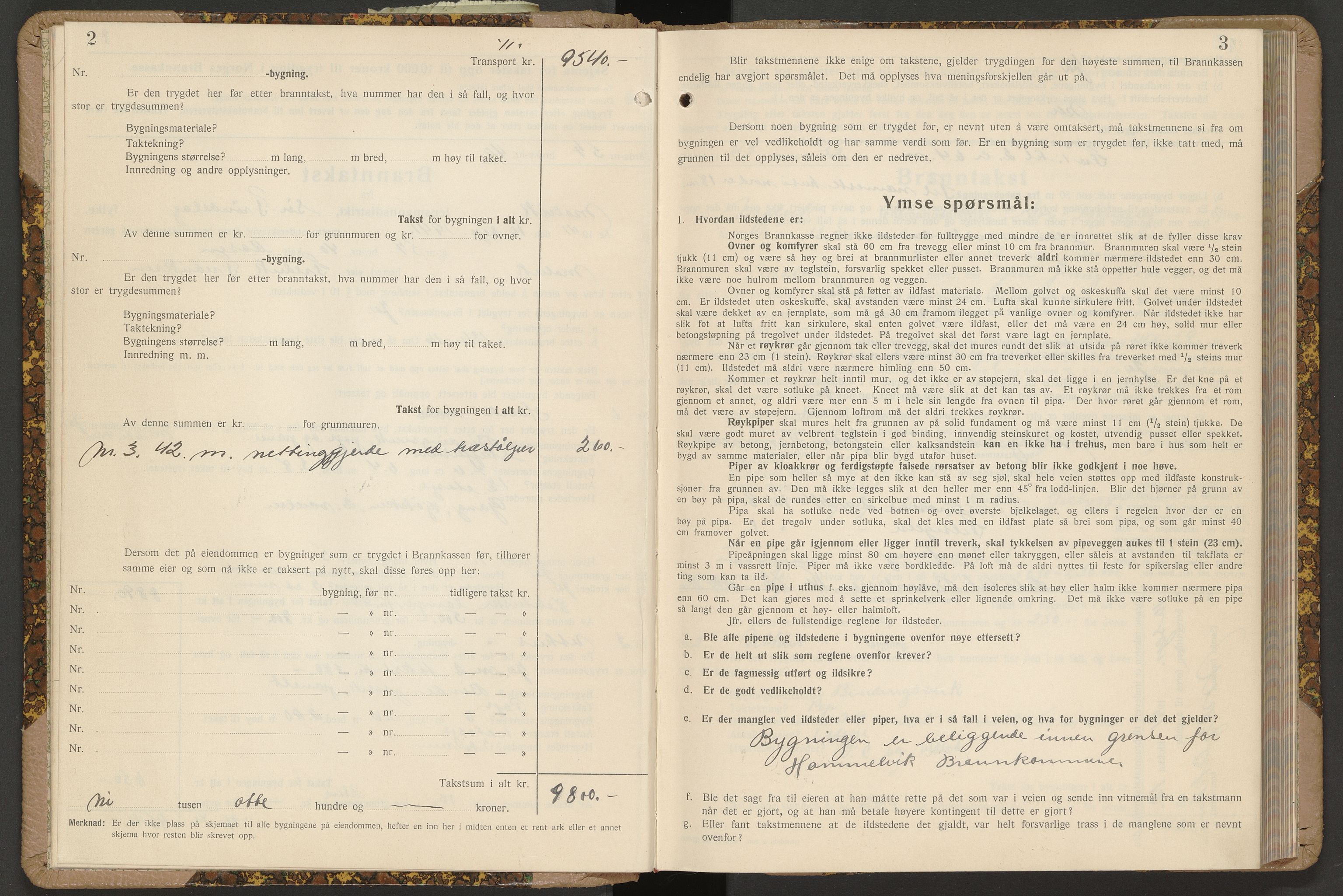 Norges Brannkasse Malvik, AV/SAT-A-1289/Fb/L0002: Branntakstprotokoll, 1941-1955, p. 2-3