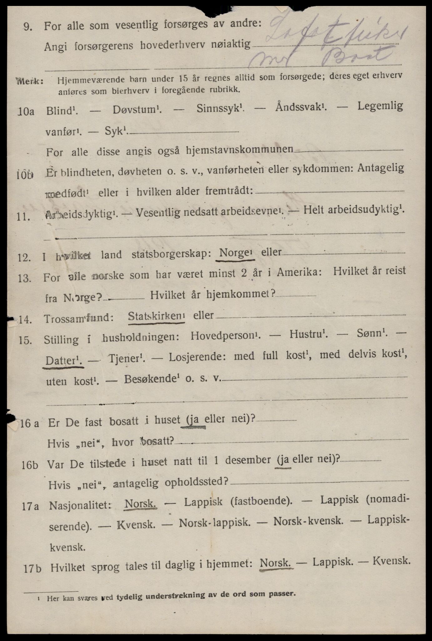 SAT, 1920 census for Buksnes, 1920, p. 5966