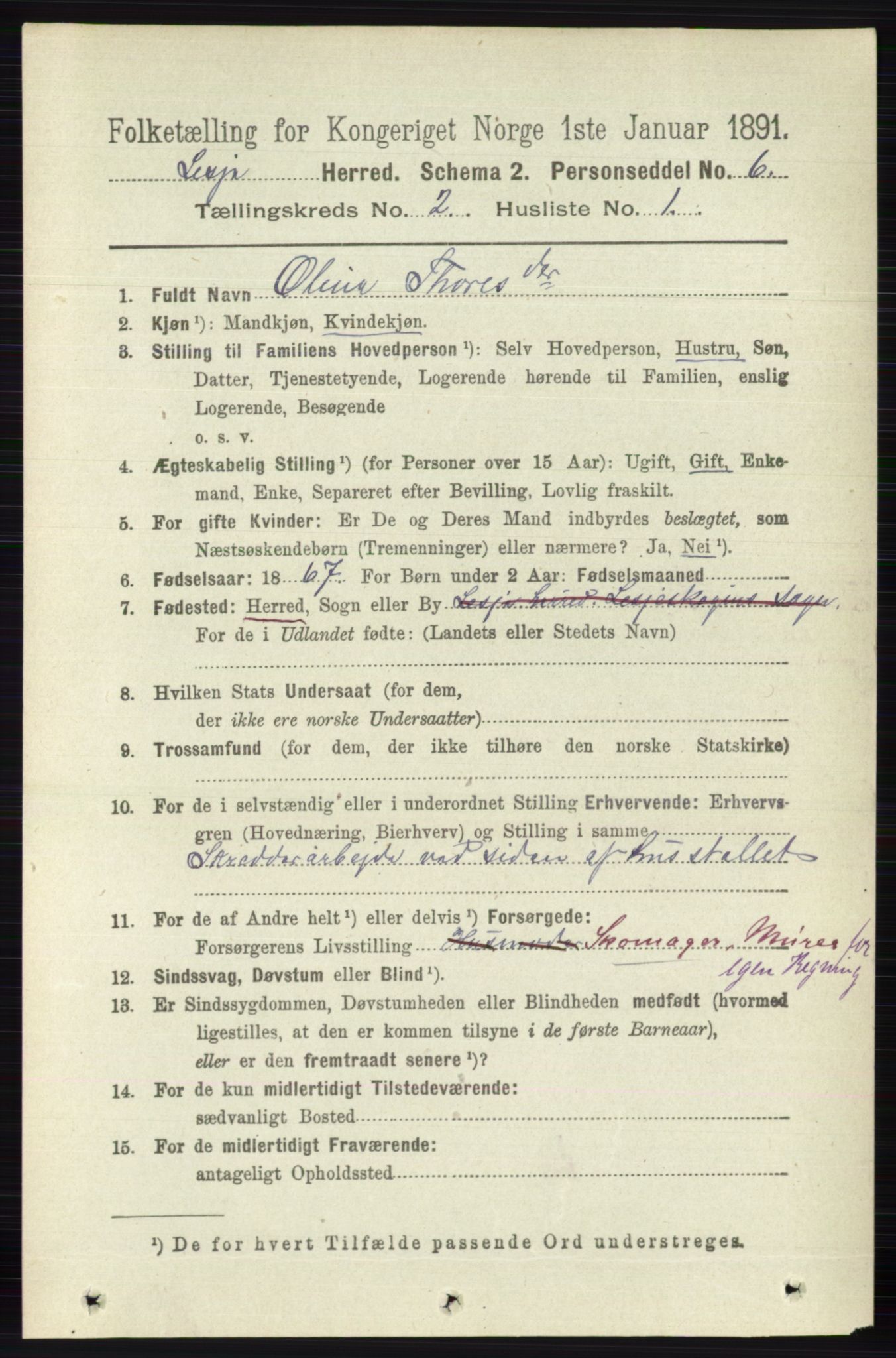 RA, 1891 census for 0512 Lesja, 1891, p. 401