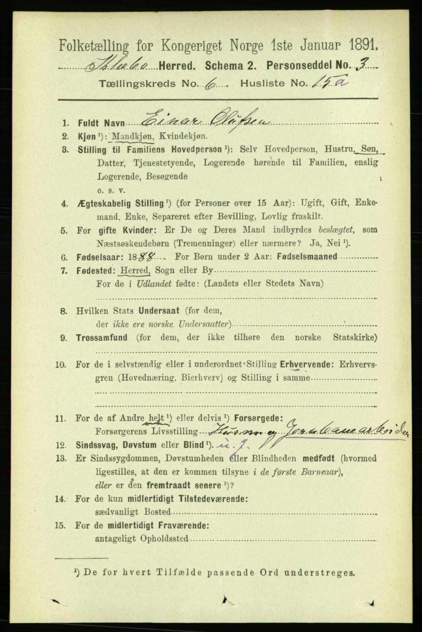 RA, 1891 census for 1662 Klæbu, 1891, p. 1318