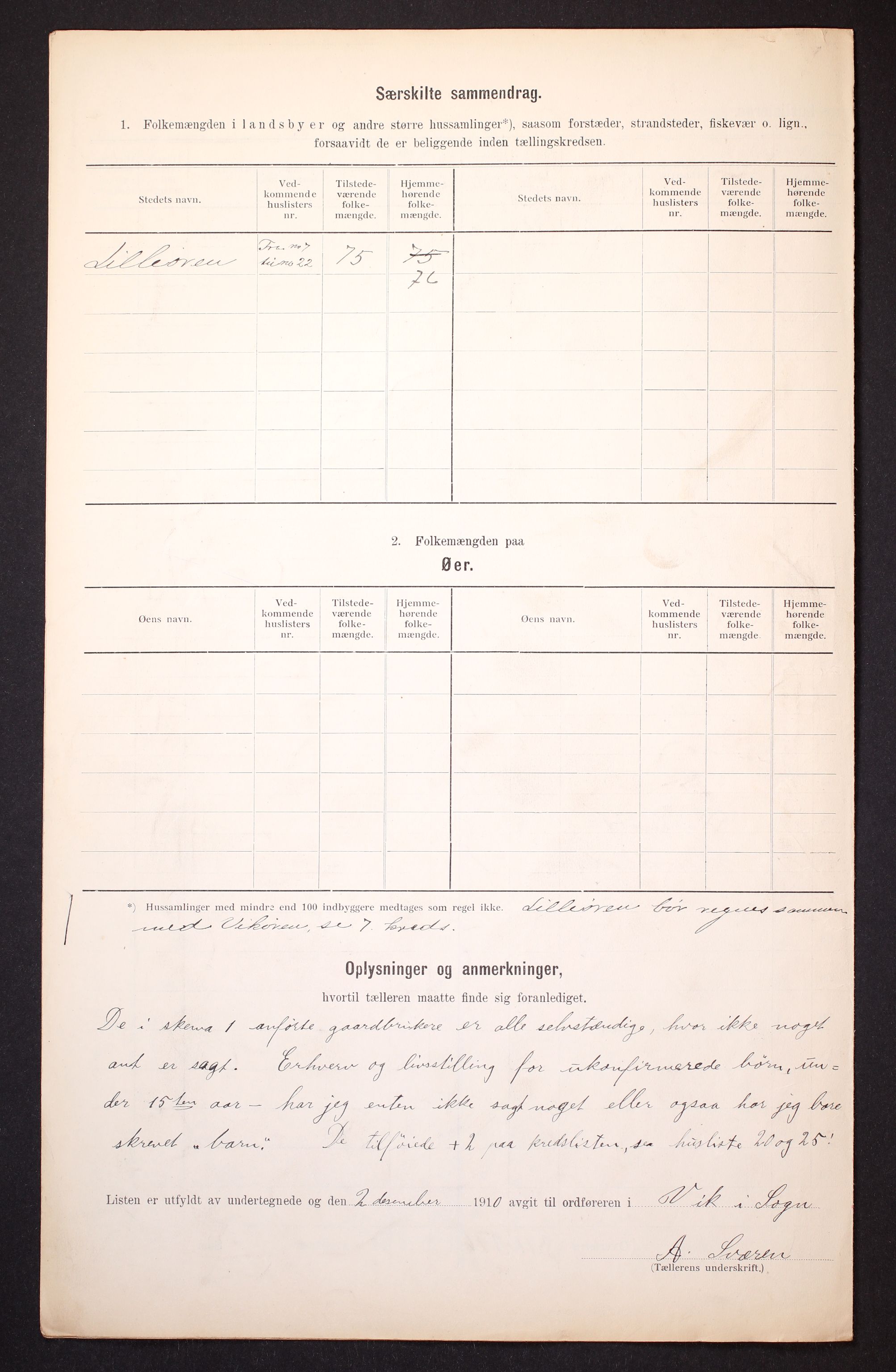 RA, 1910 census for Vik, 1910, p. 6