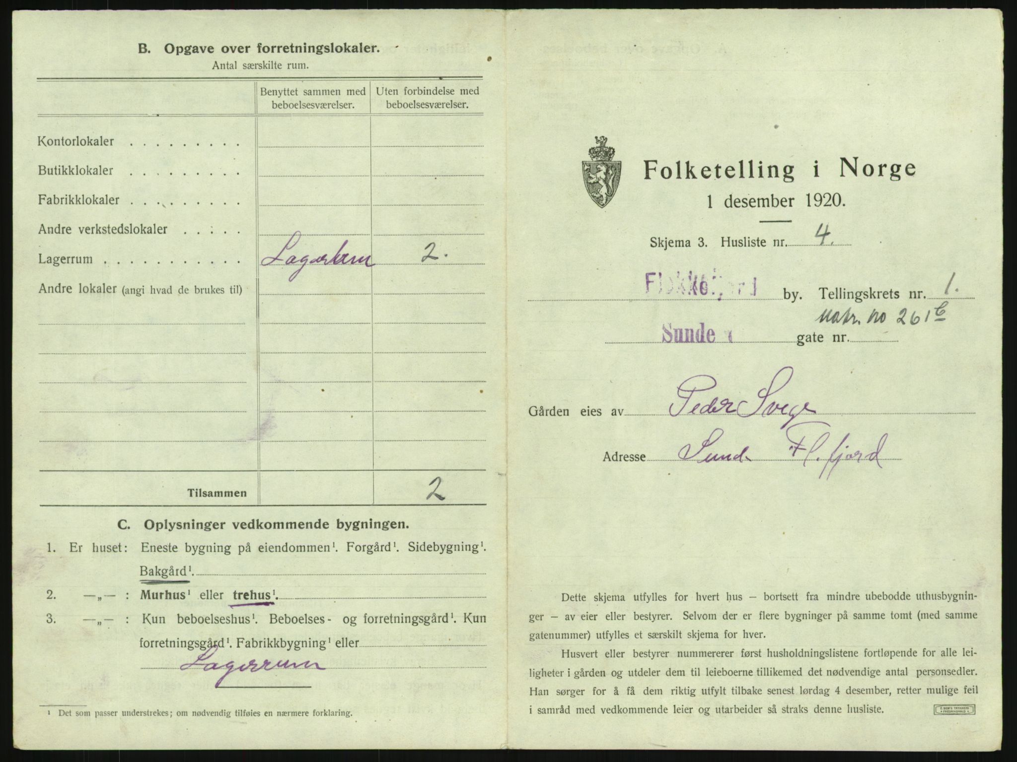 SAK, 1920 census for Flekkefjord, 1920, p. 38