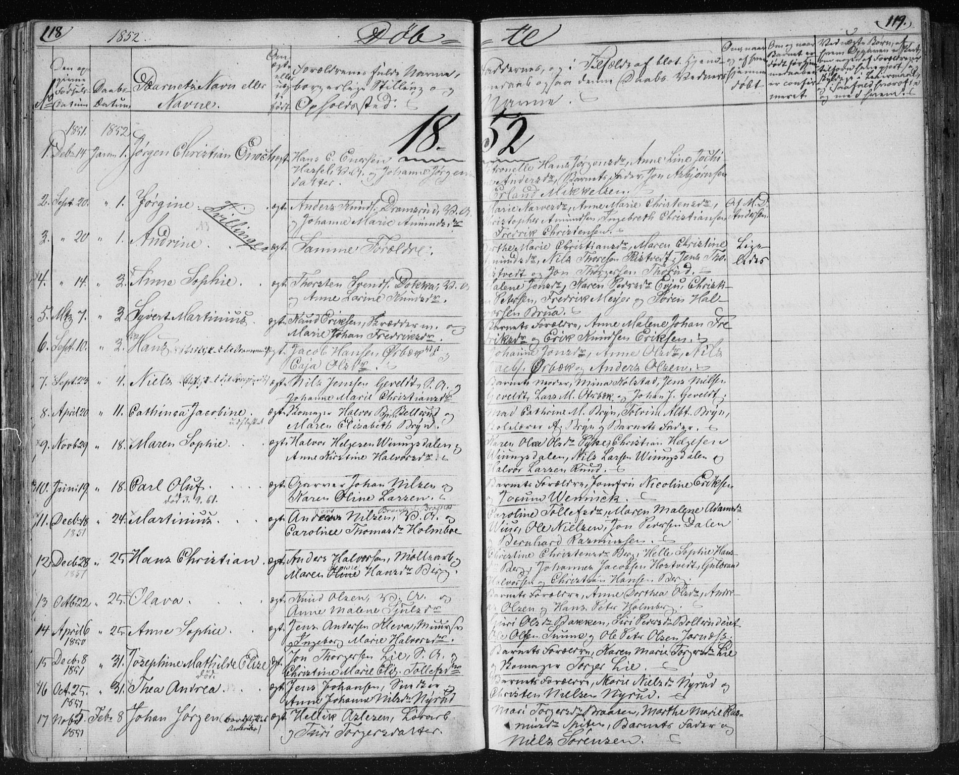 Kongsberg kirkebøker, SAKO/A-22/F/Fa/L0009: Parish register (official) no. I 9, 1839-1858, p. 118-119