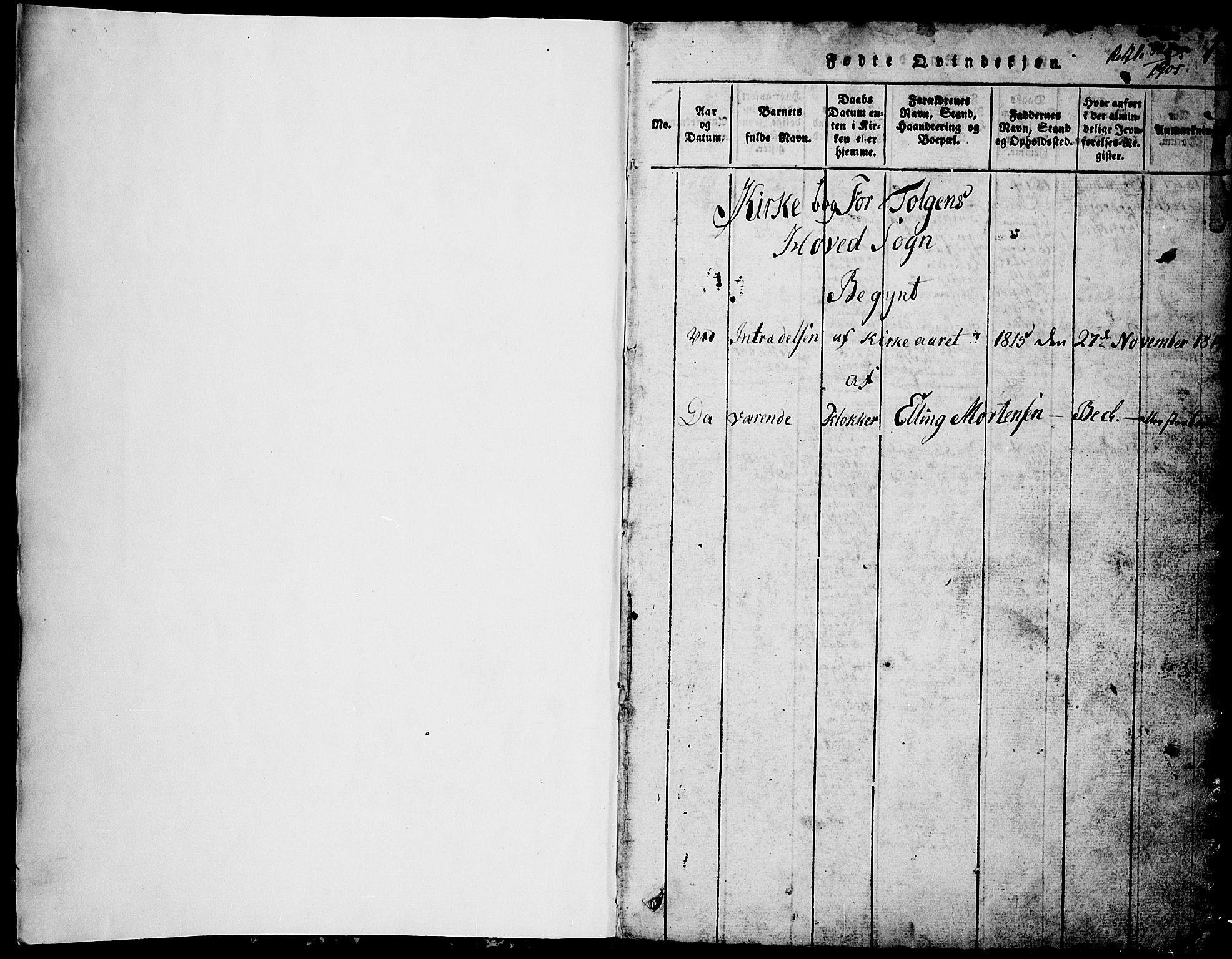 Tolga prestekontor, AV/SAH-PREST-062/L/L0001: Parish register (copy) no. 1, 1814-1877, p. 0-1