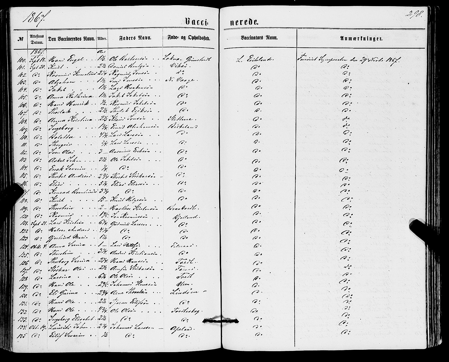 Sveio Sokneprestembete, AV/SAB-A-78501/H/Haa: Parish register (official) no. A 1, 1861-1877, p. 298