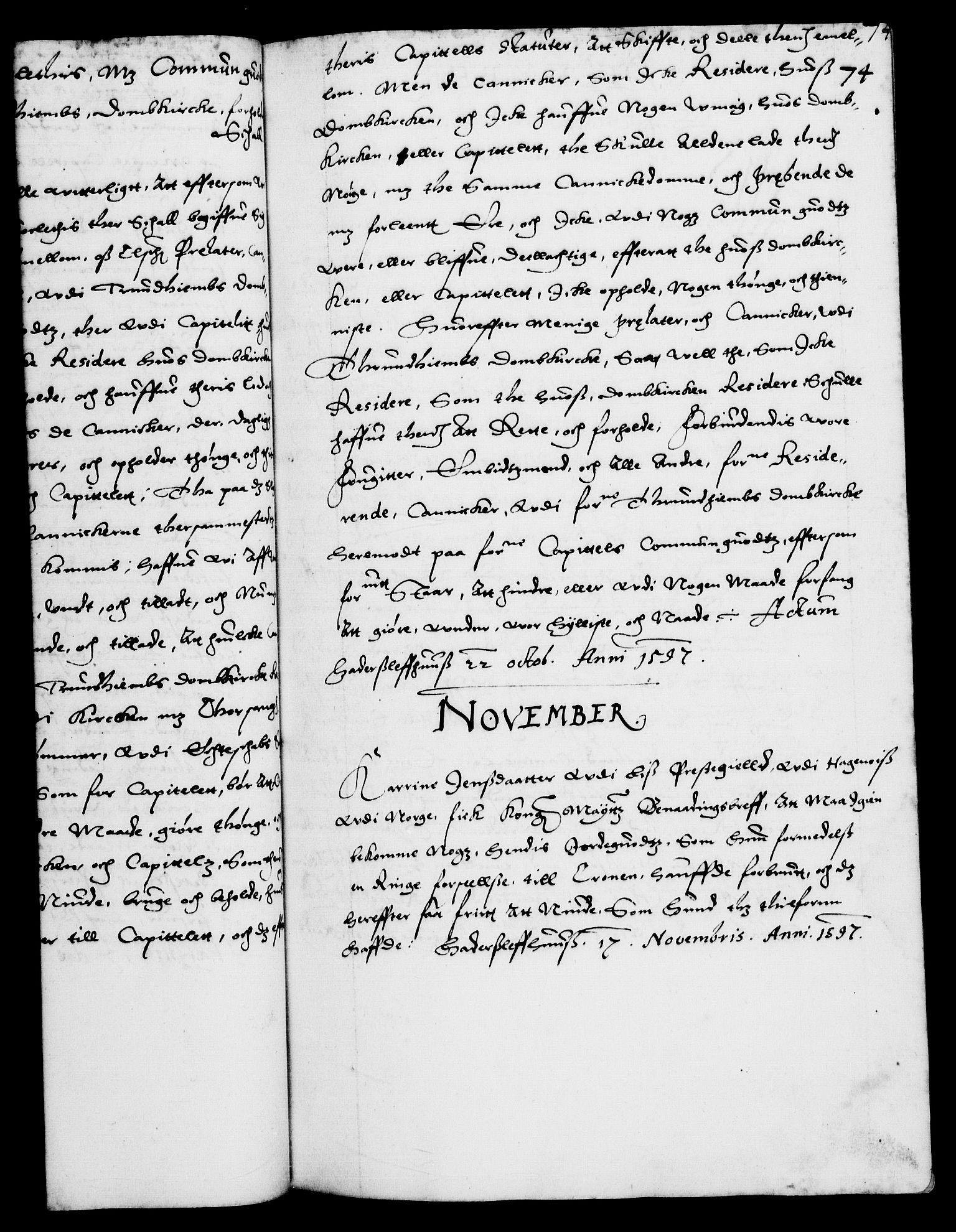 Danske Kanselli 1572-1799, RA/EA-3023/F/Fc/Fca/Fcaa/L0003: Norske registre (mikrofilm), 1596-1616, p. 74a