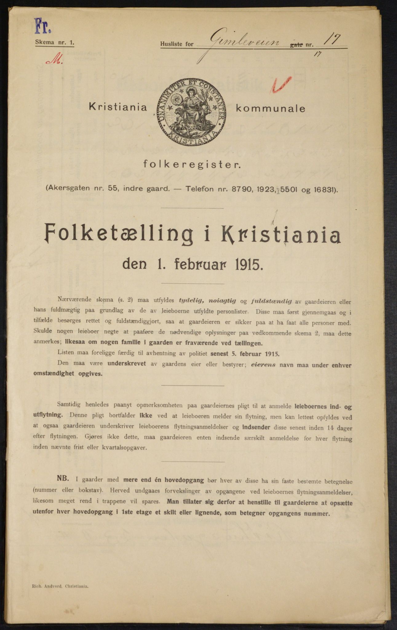 OBA, Municipal Census 1915 for Kristiania, 1915, p. 28813