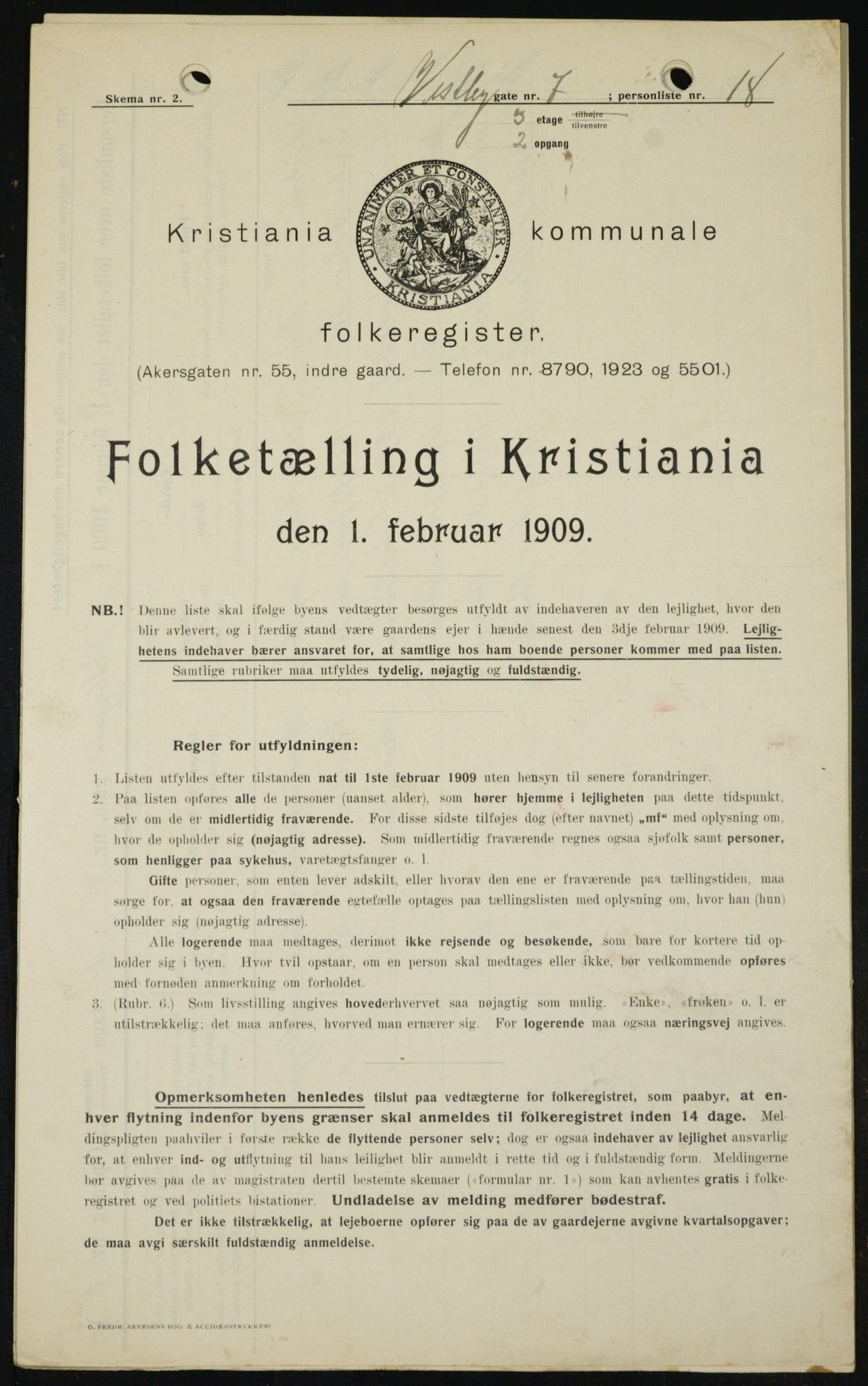 OBA, Municipal Census 1909 for Kristiania, 1909, p. 90516