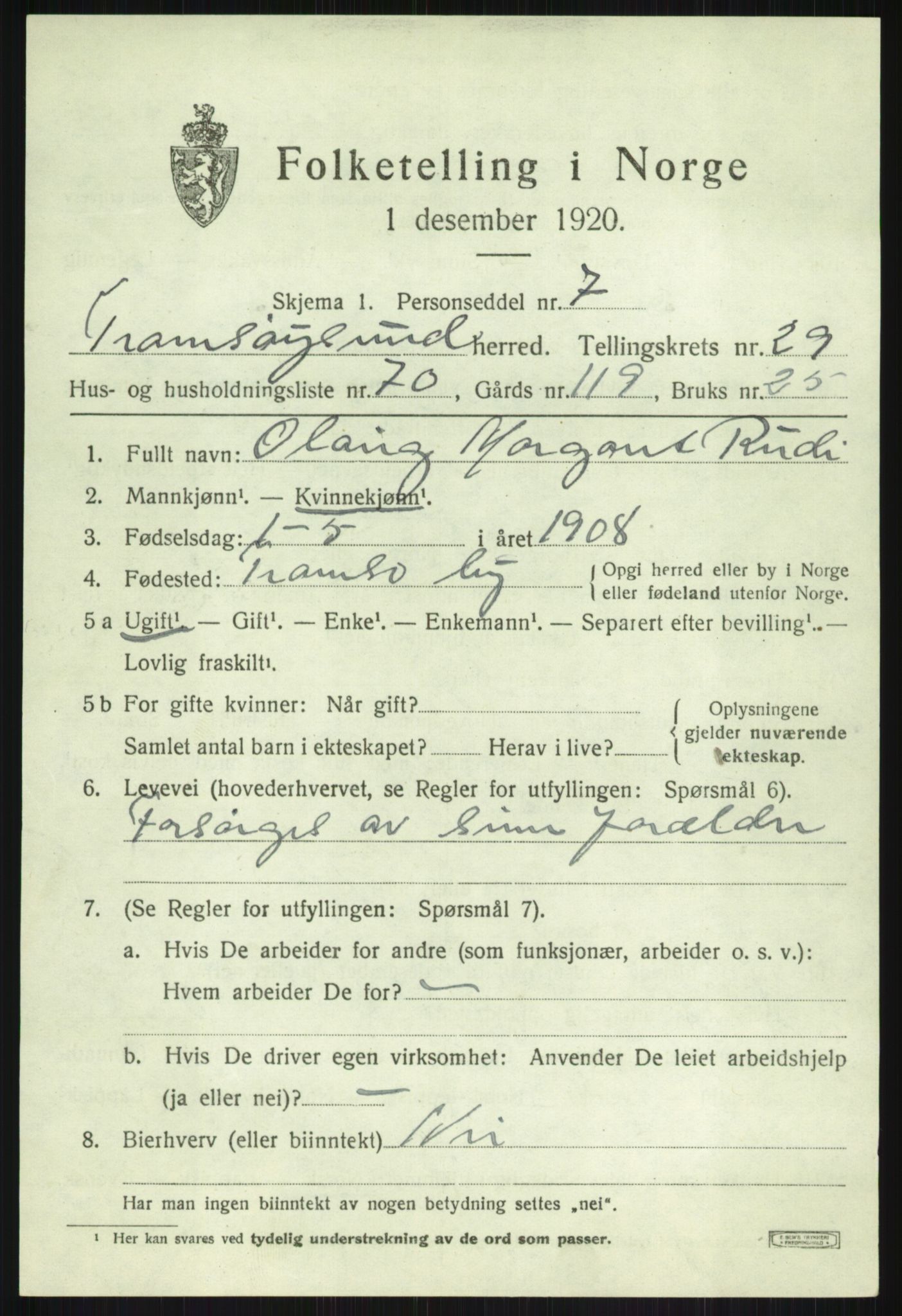 SATØ, 1920 census for Tromsøysund, 1920, p. 14232