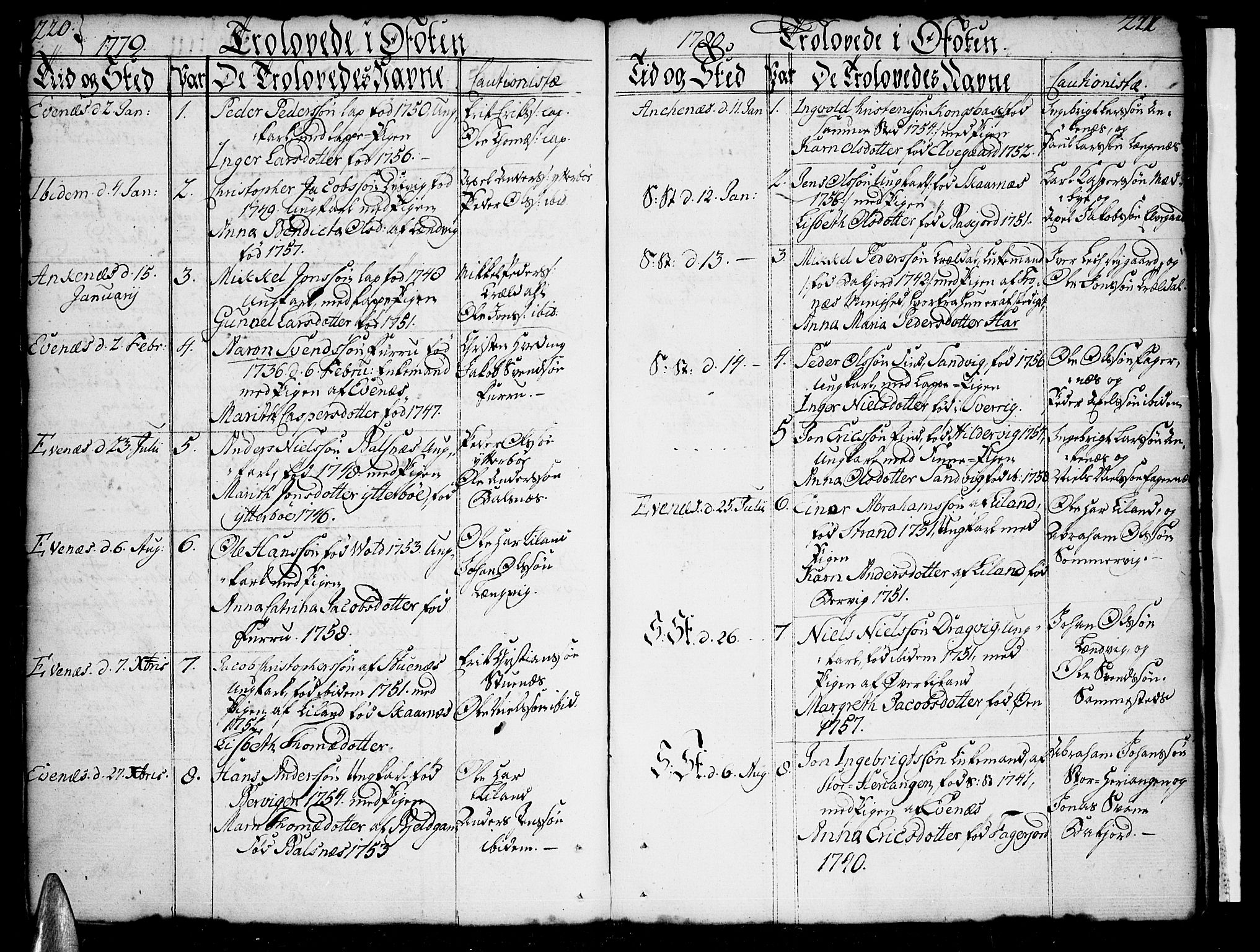 Ministerialprotokoller, klokkerbøker og fødselsregistre - Nordland, SAT/A-1459/863/L0892: Parish register (official) no. 863A04, 1765-1794, p. 220-221