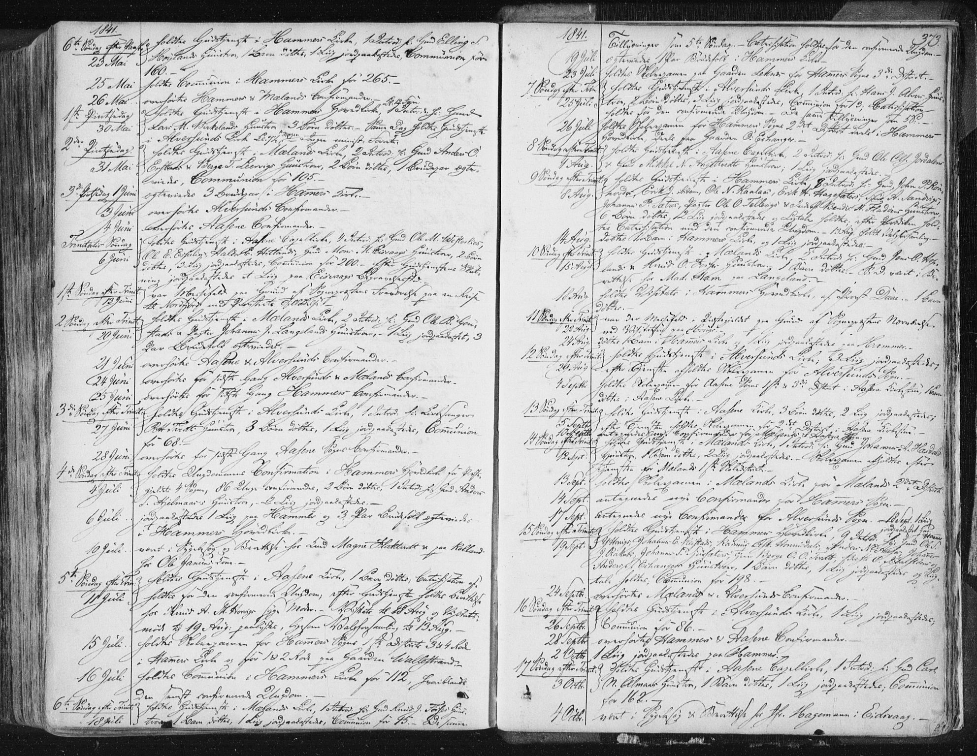 Hamre sokneprestembete, SAB/A-75501/H/Ha/Haa/Haaa/L0012: Parish register (official) no. A 12, 1834-1845, p. 373