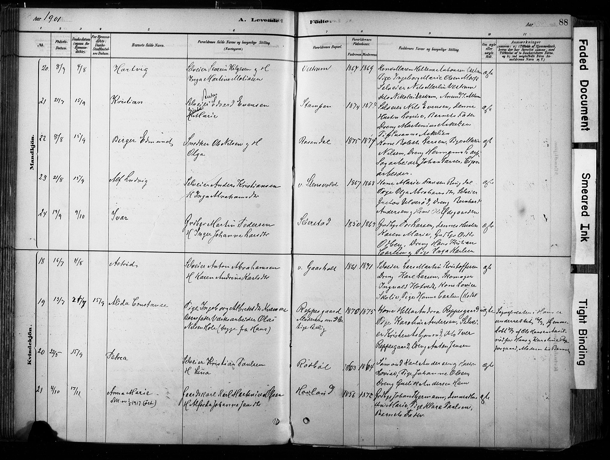 Hedrum kirkebøker, AV/SAKO-A-344/F/Fa/L0009: Parish register (official) no. I 9, 1881-1903, p. 88