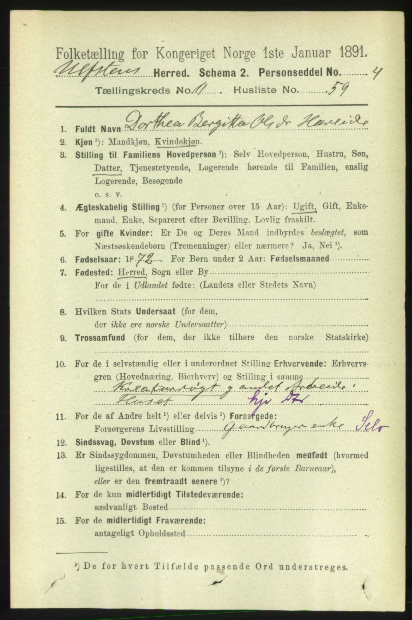 RA, 1891 census for 1516 Ulstein, 1891, p. 3793