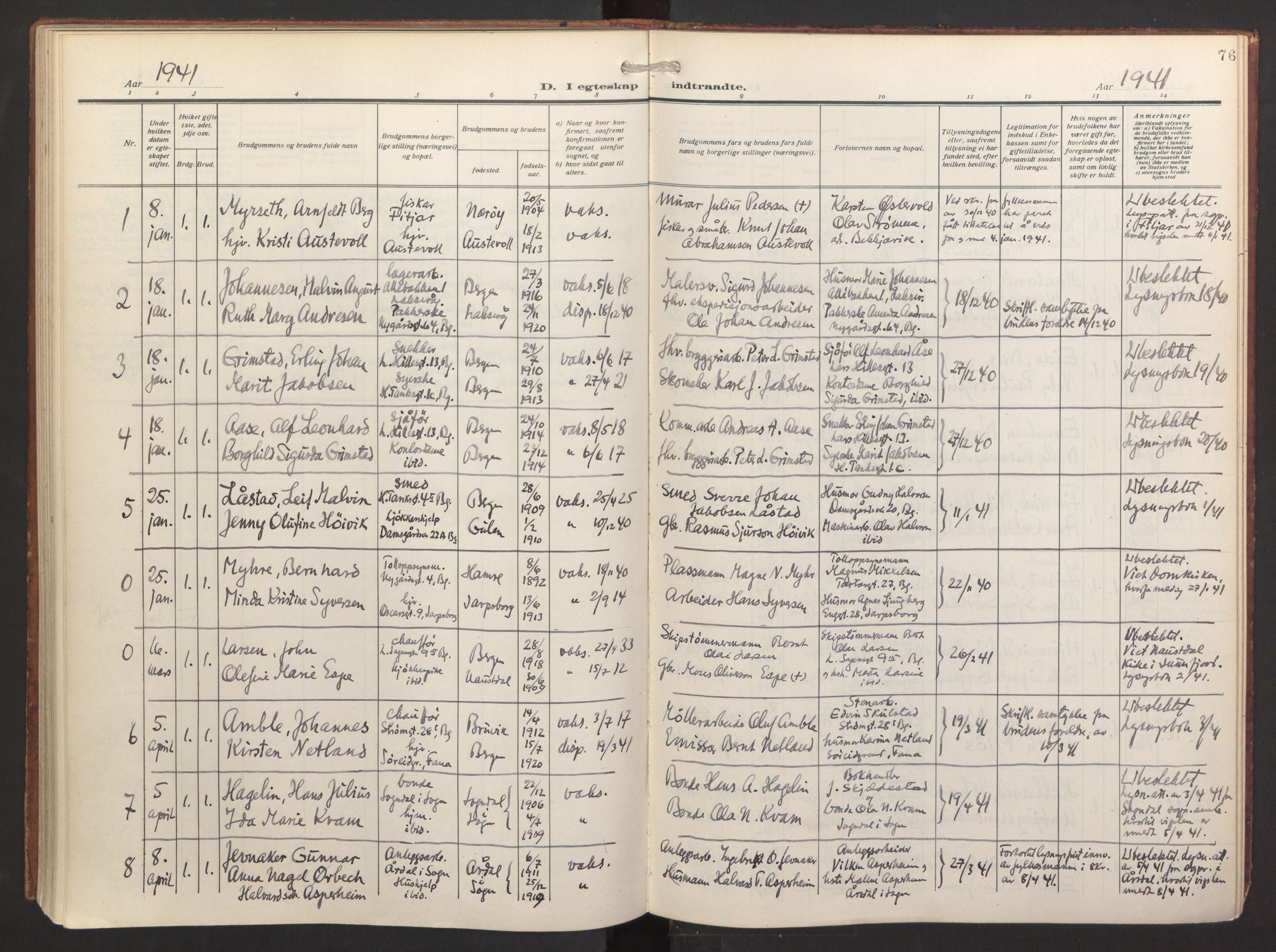 St. Jacob sokneprestembete, AV/SAB-A-78001/H/Haa/L0005: Parish register (official) no. C 1, 1917-1951, p. 76