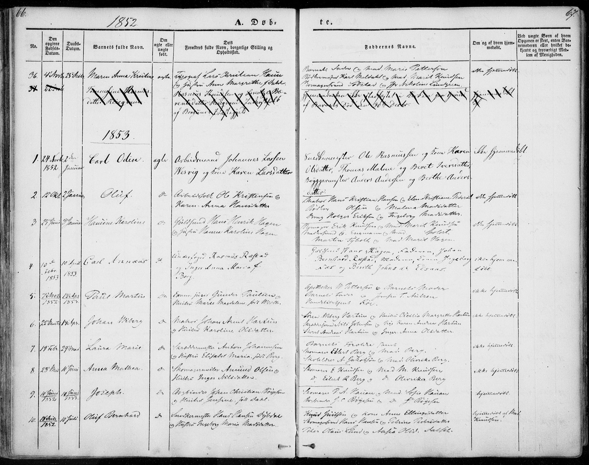 Ministerialprotokoller, klokkerbøker og fødselsregistre - Møre og Romsdal, AV/SAT-A-1454/558/L0689: Parish register (official) no. 558A03, 1843-1872, p. 66-67