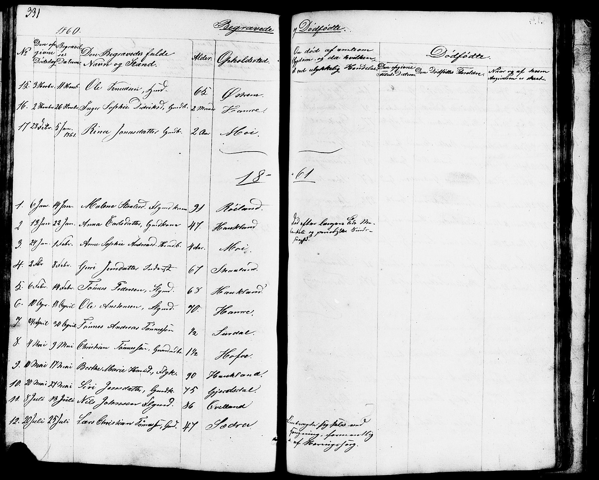 Lund sokneprestkontor, AV/SAST-A-101809/S07/L0003: Parish register (copy) no. B 3, 1848-1885, p. 331