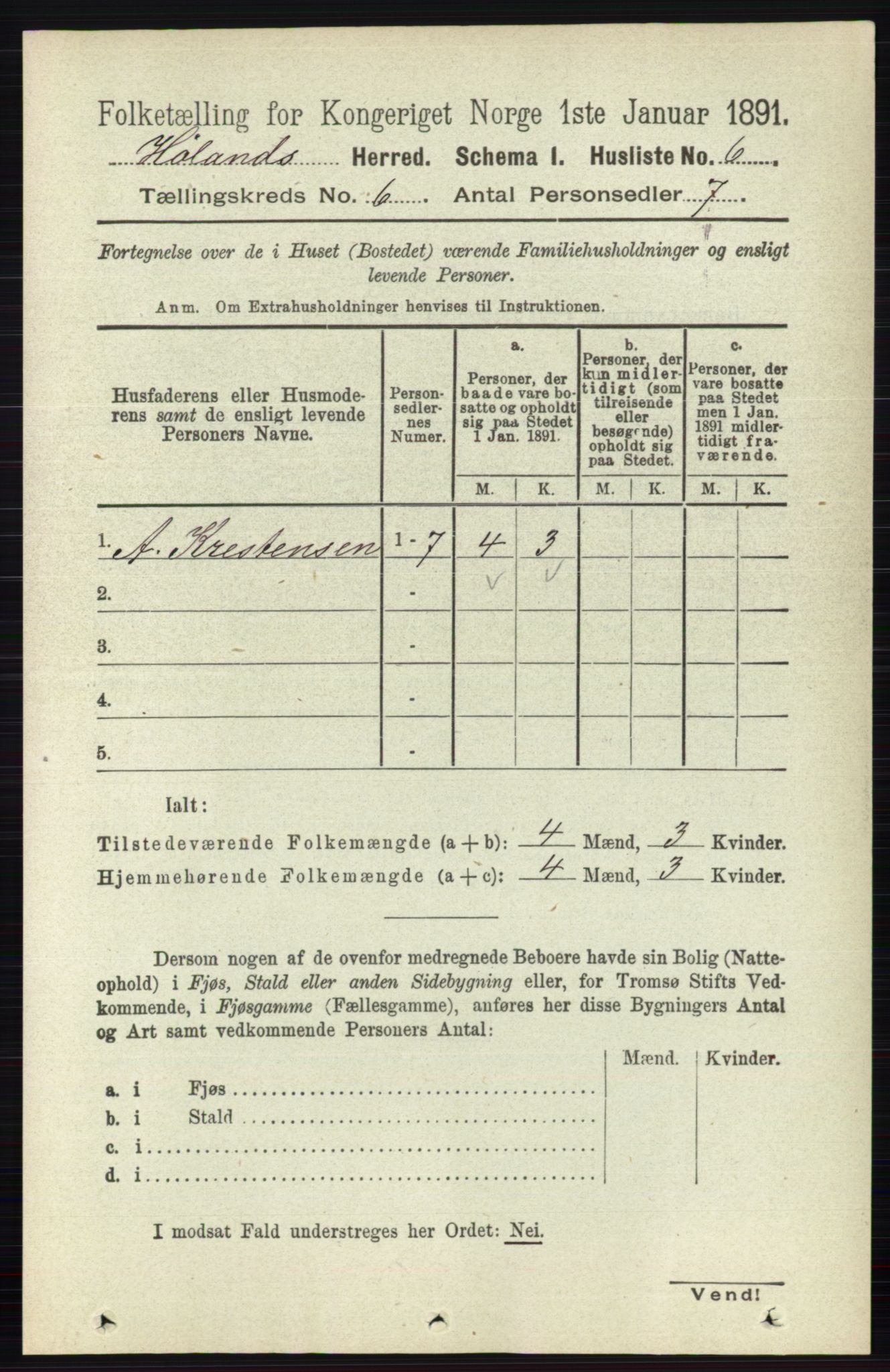 RA, 1891 census for 0221 Høland, 1891, p. 4265