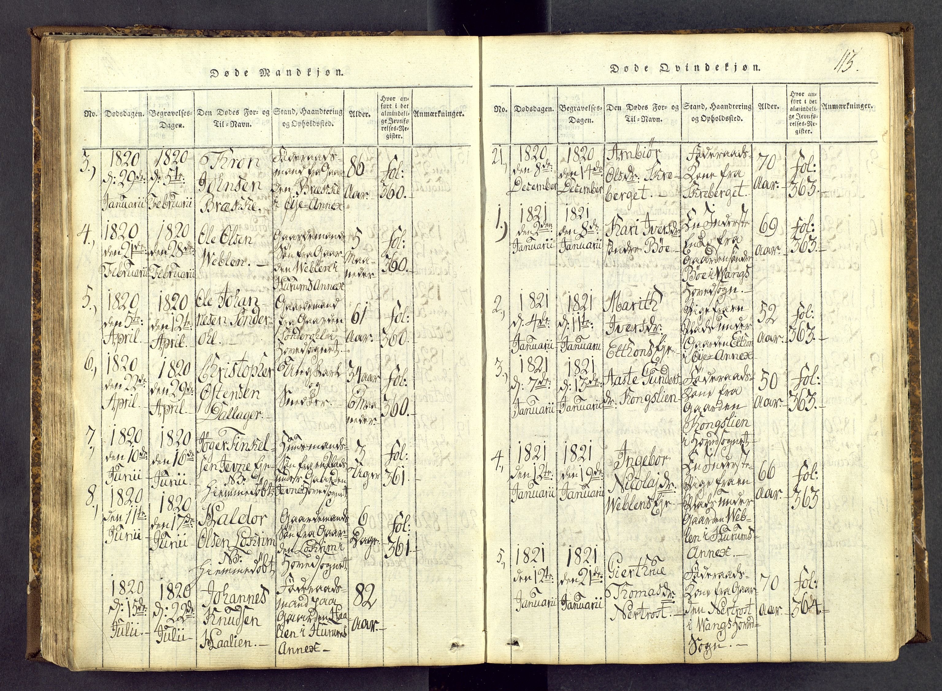 Vang prestekontor, Valdres, SAH/PREST-140/H/Ha/L0004: Parish register (official) no. 4, 1814-1831, p. 115